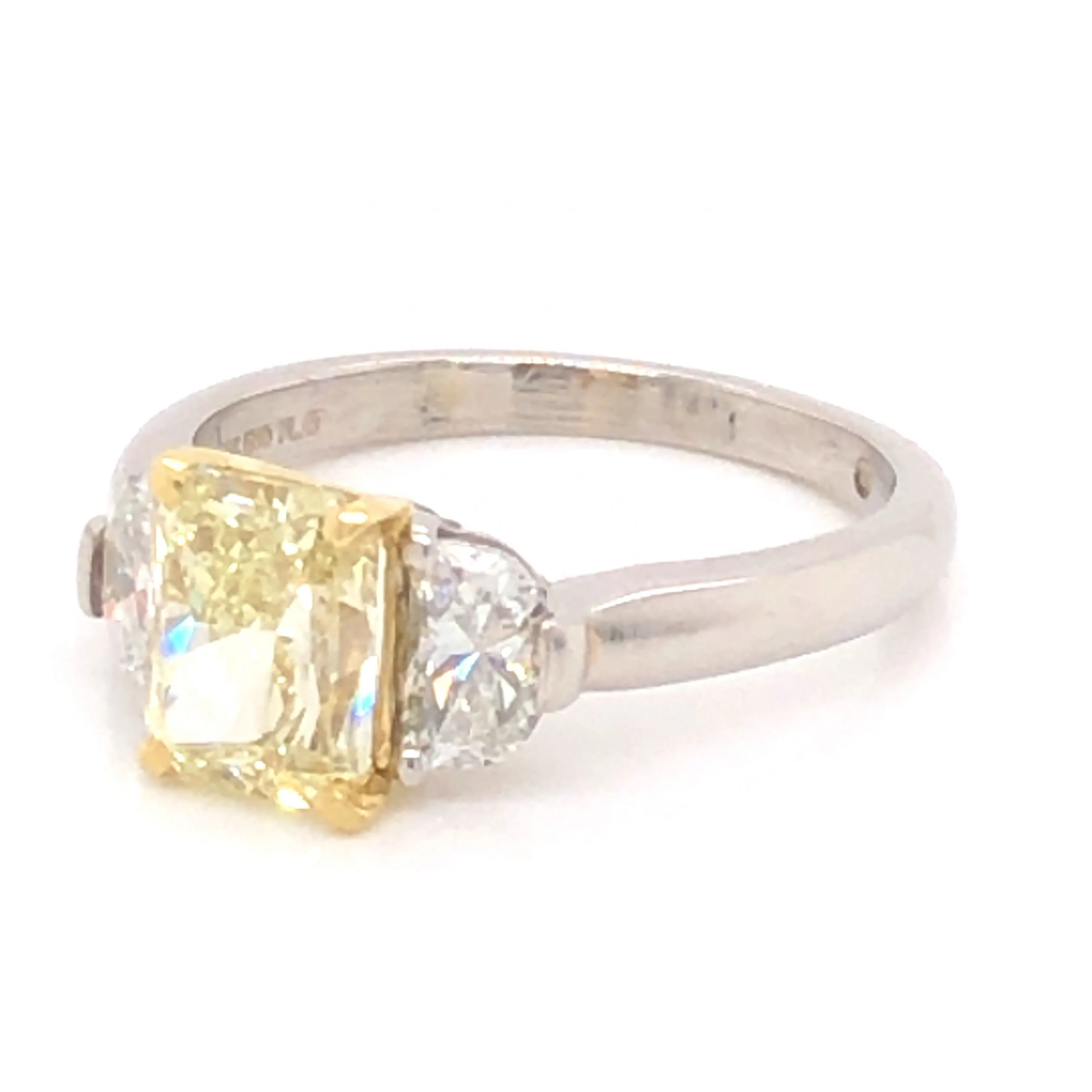 1.80 Yellow Diamond Engagement Ring in Platinum & 18k Yellow Gold - Image 2