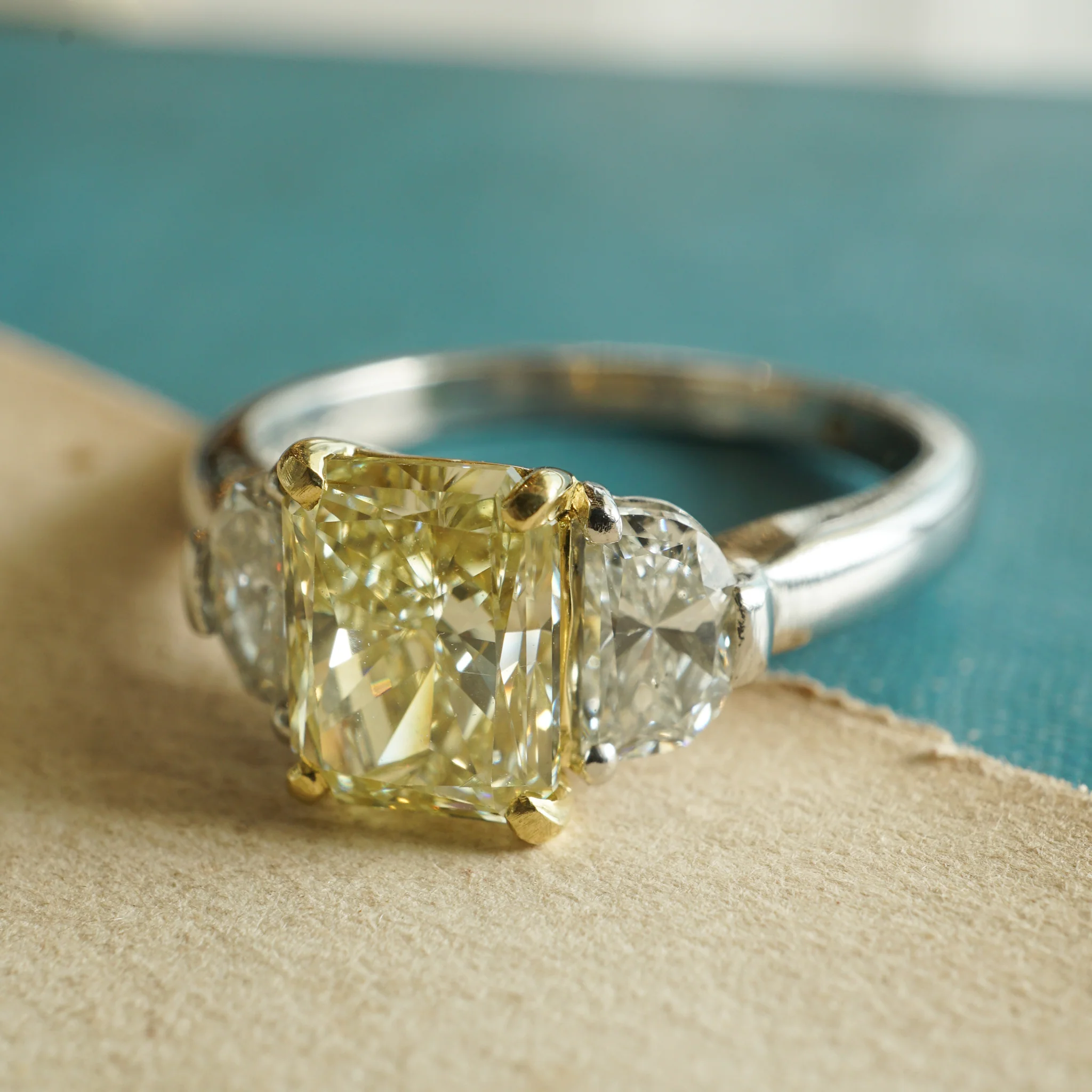 1.80 Yellow Diamond Engagement Ring in Platinum & 18k Yellow Gold - Image 5