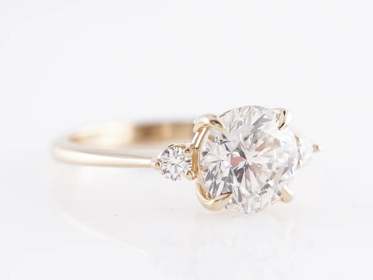 1.84 Round Brilliant Cut Diamond Engagement Ring in 14k Yellow Gold - Image 3