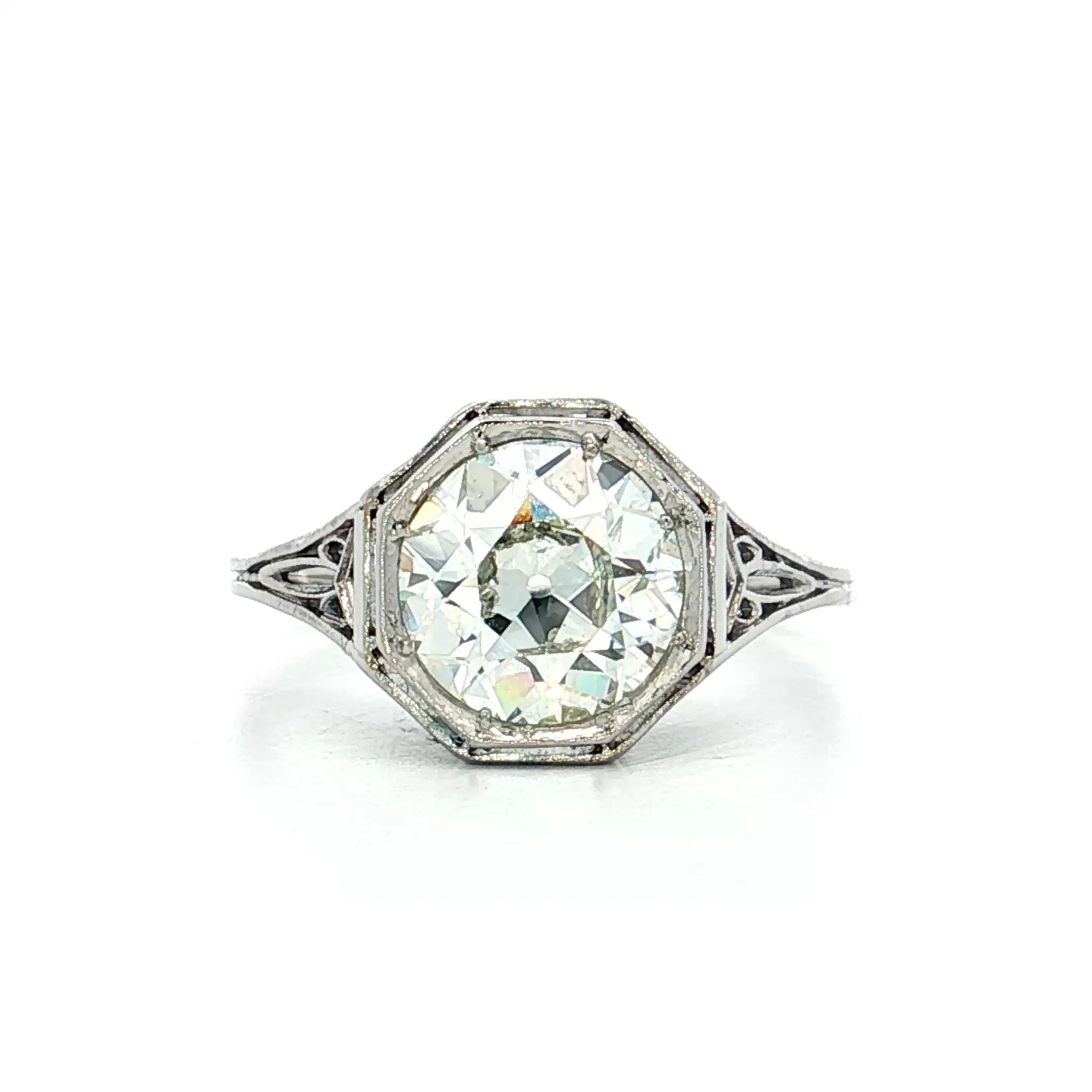 1.84 Vintage Art Deco Diamond Engagement Ring 18k