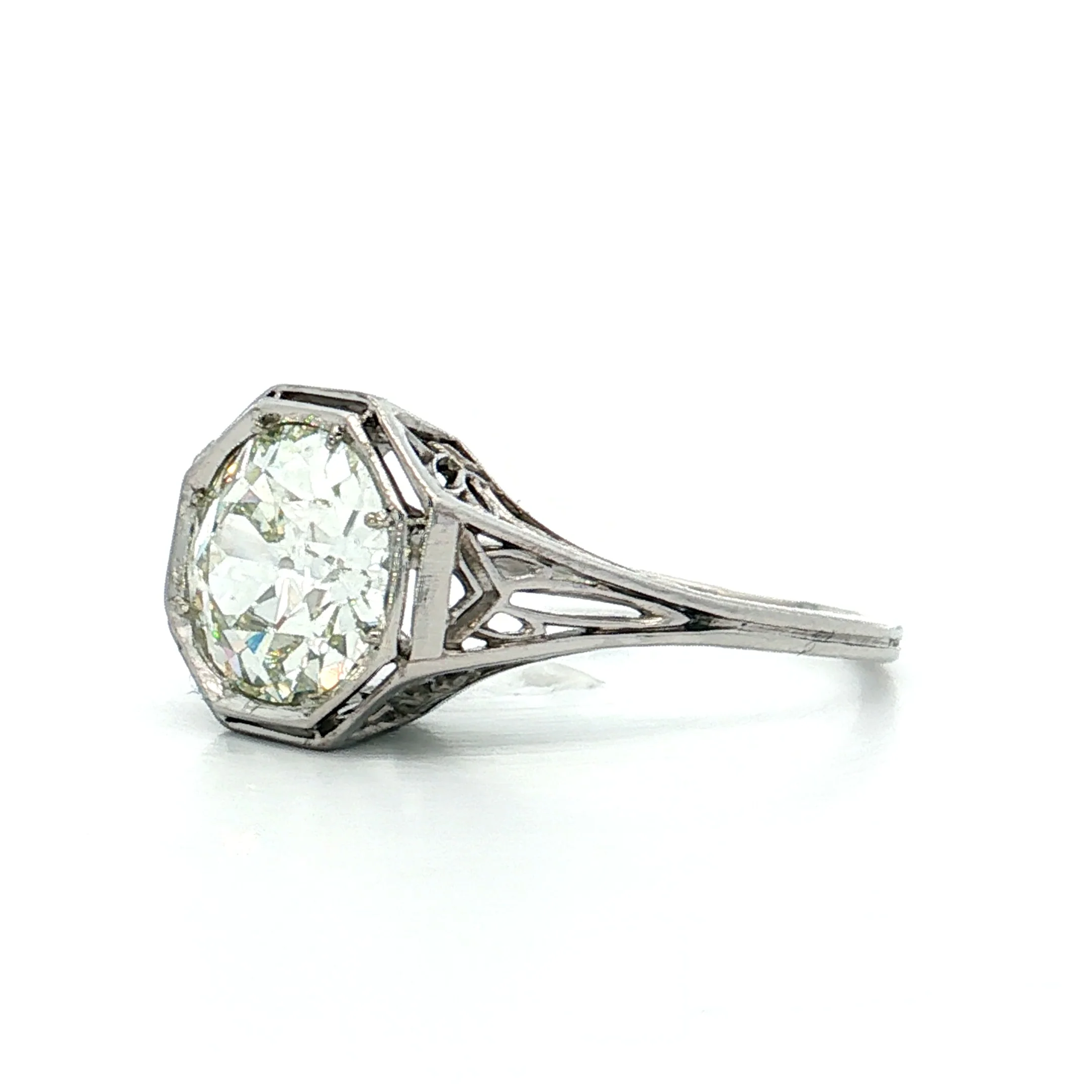 1.84 Vintage Art Deco Diamond Engagement Ring 18k - Image 2