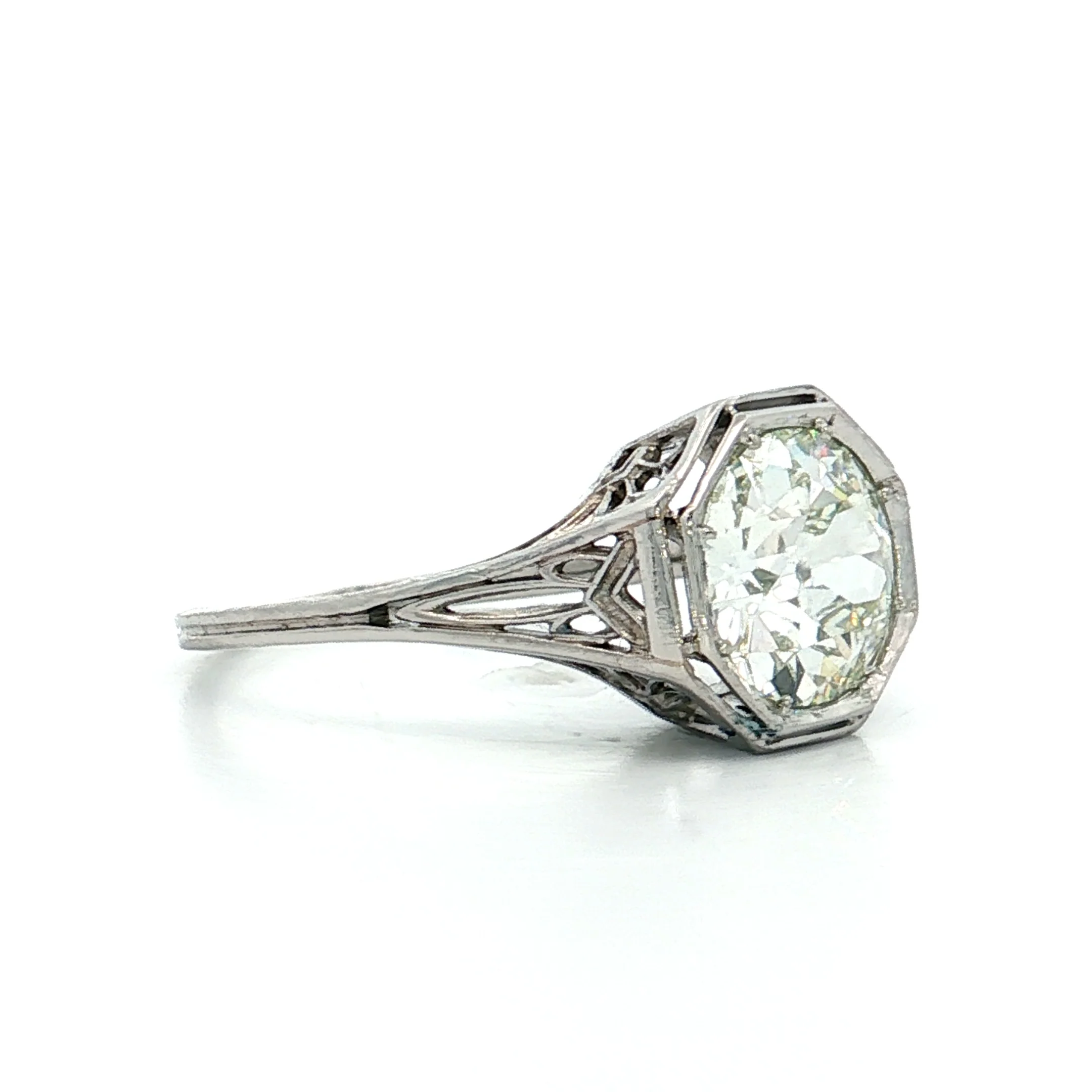 1.84 Vintage Art Deco Diamond Engagement Ring 18k - Image 3