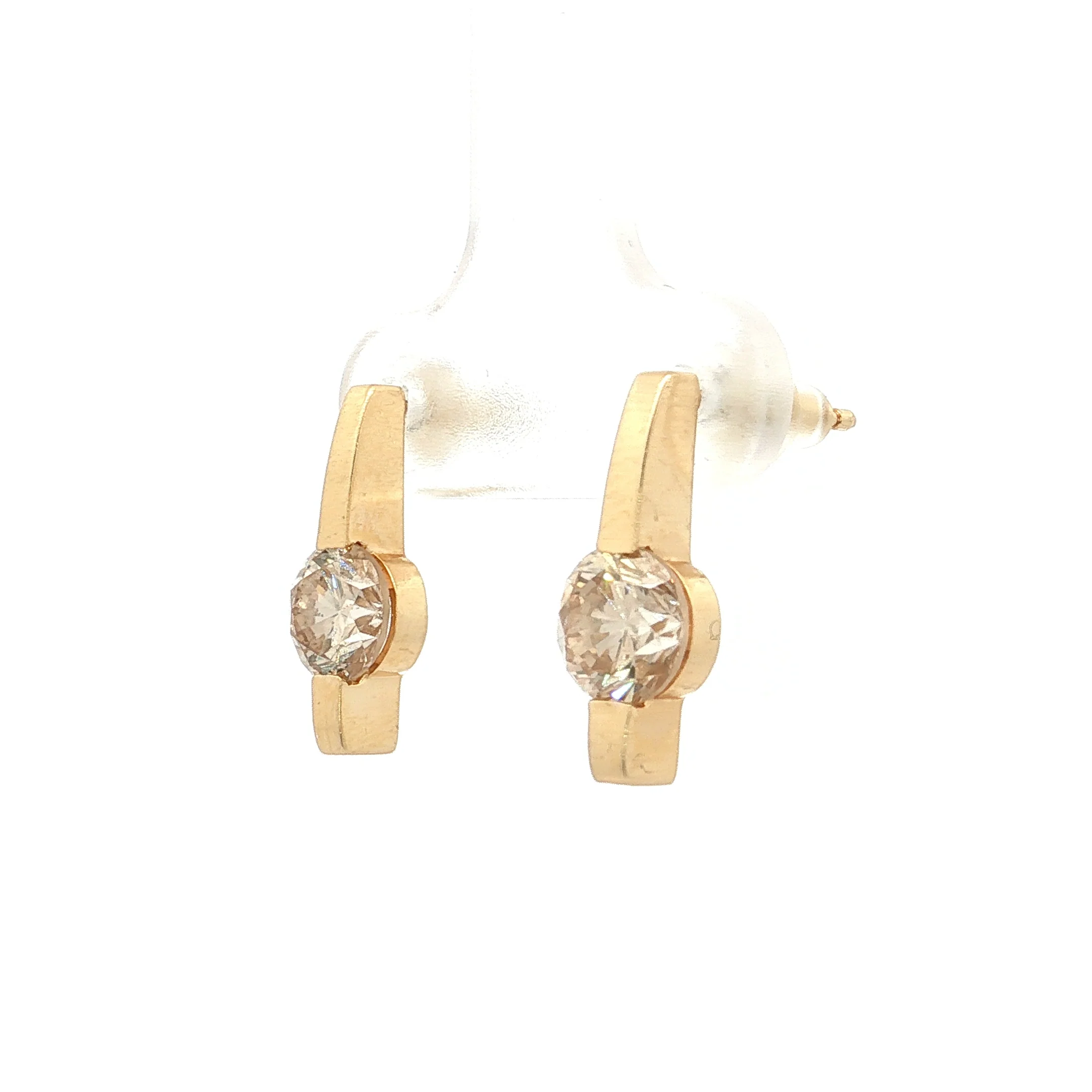 1.86 Diamond Stud Drop Earrings 14k Yellow Gold - Image 2