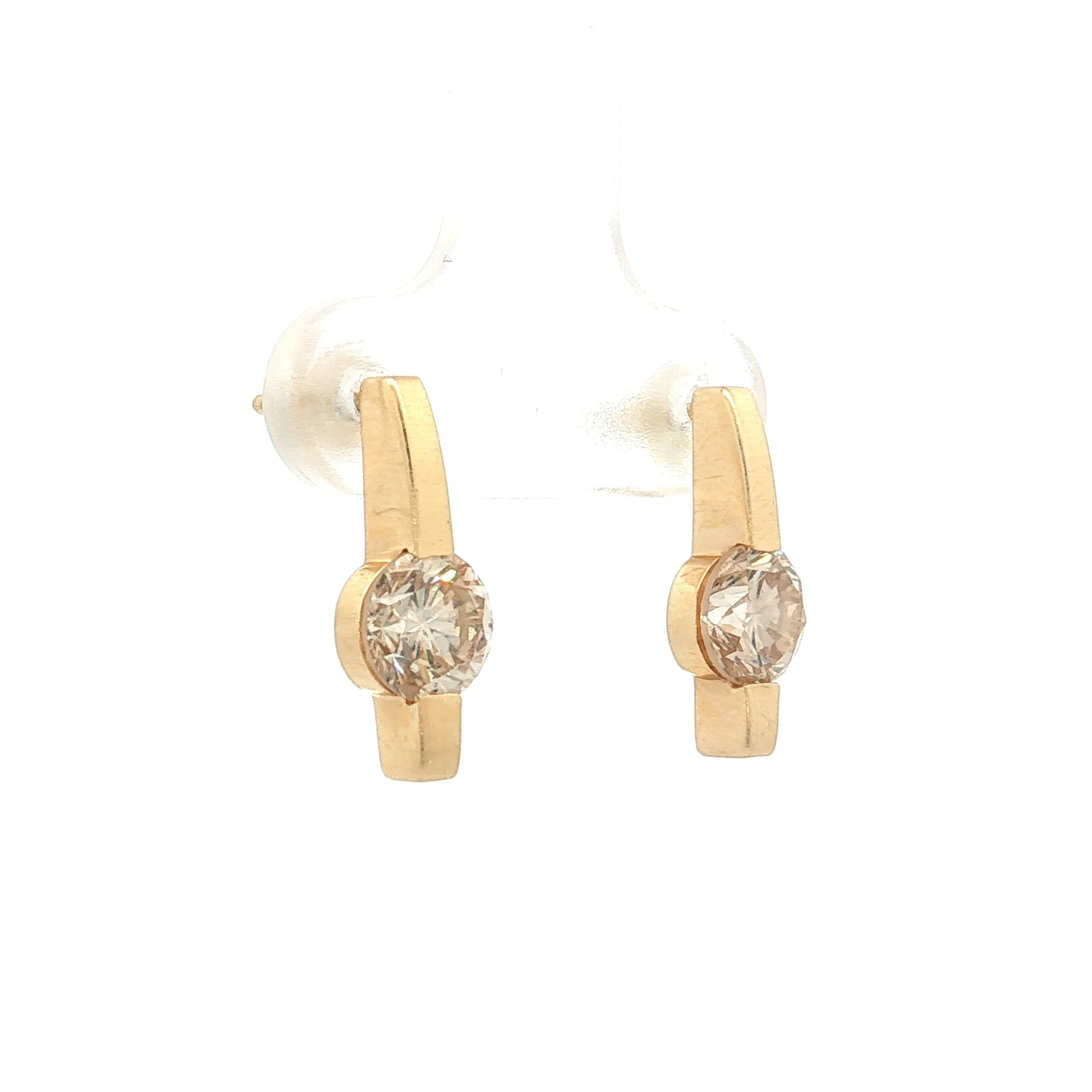 1.86 Diamond Stud Drop Earrings 14k Yellow Gold - Image 3