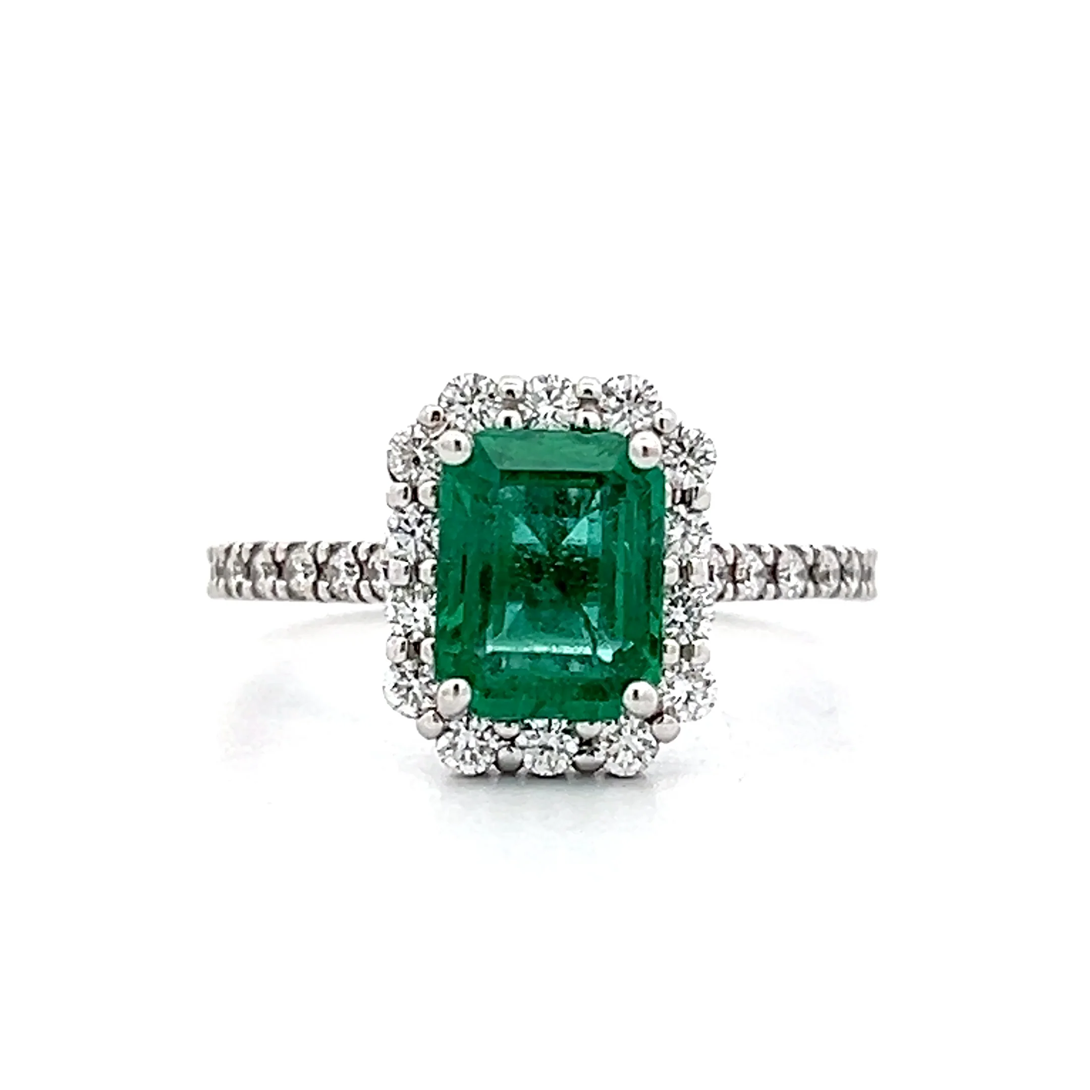 1.86 Emerald Cut Emerald Ring in 14k White Gold