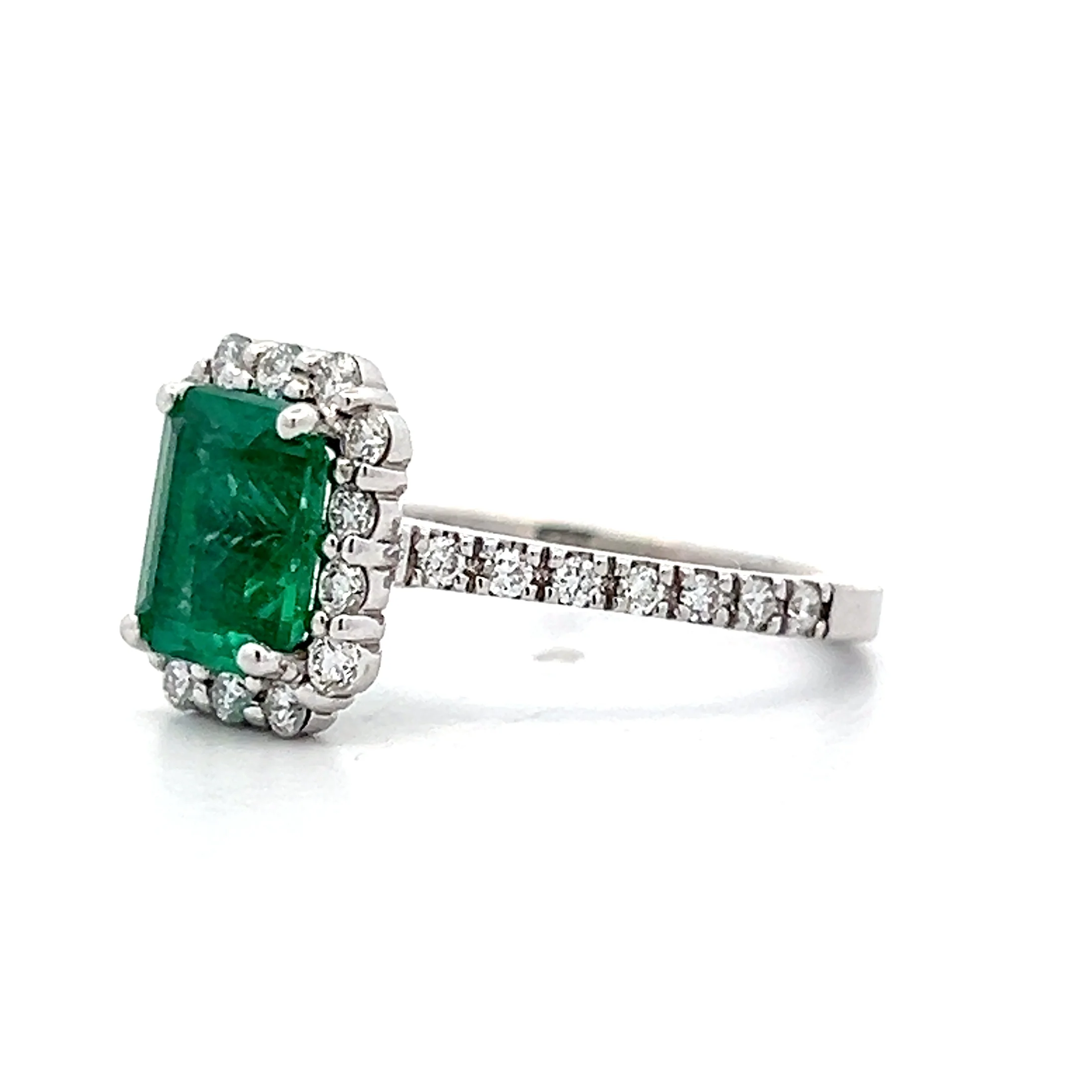 1.86 Emerald Cut Emerald Ring in 14k White Gold - Image 2