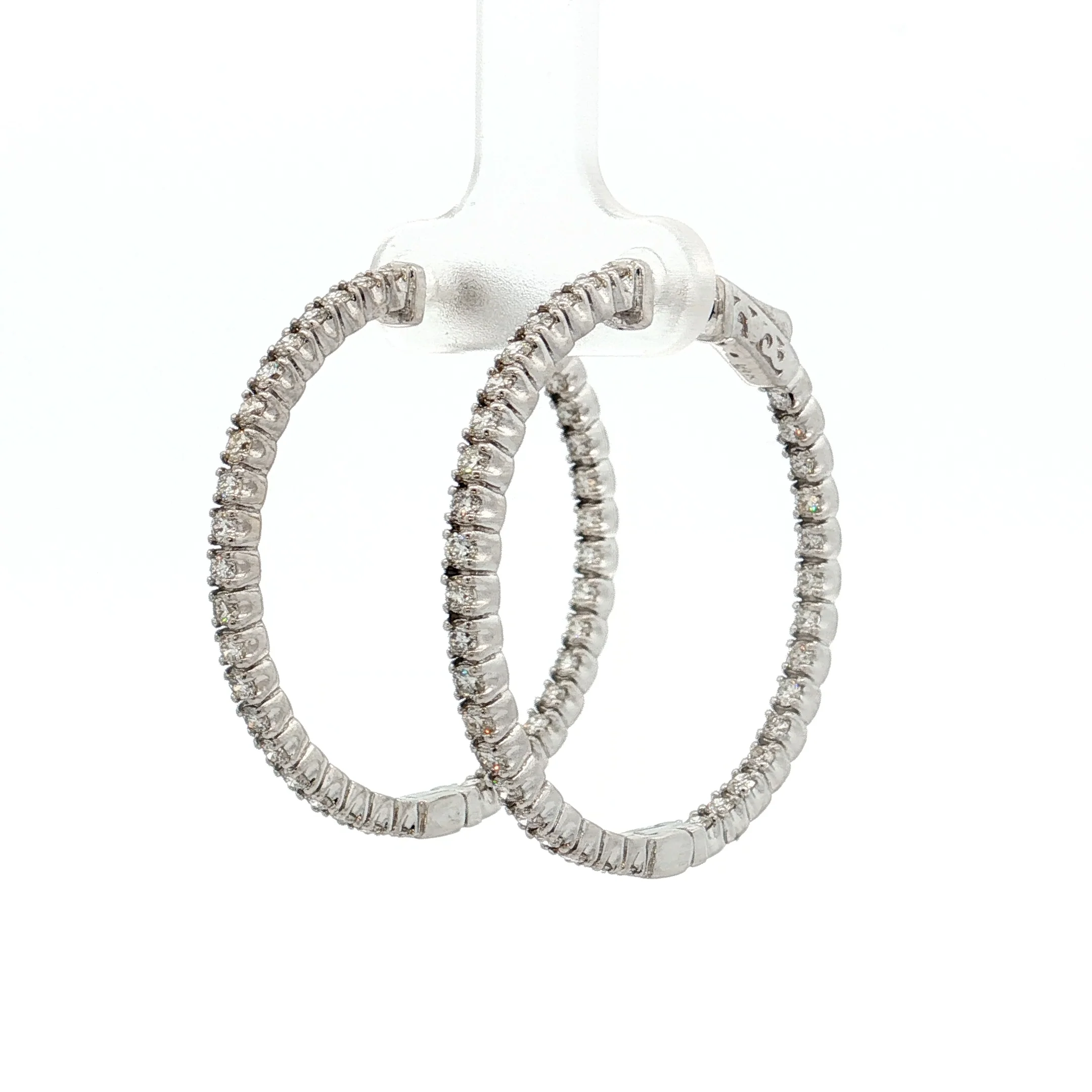 1.86 Inside-Out Diamond Hoop Earrings 14k - Image 2