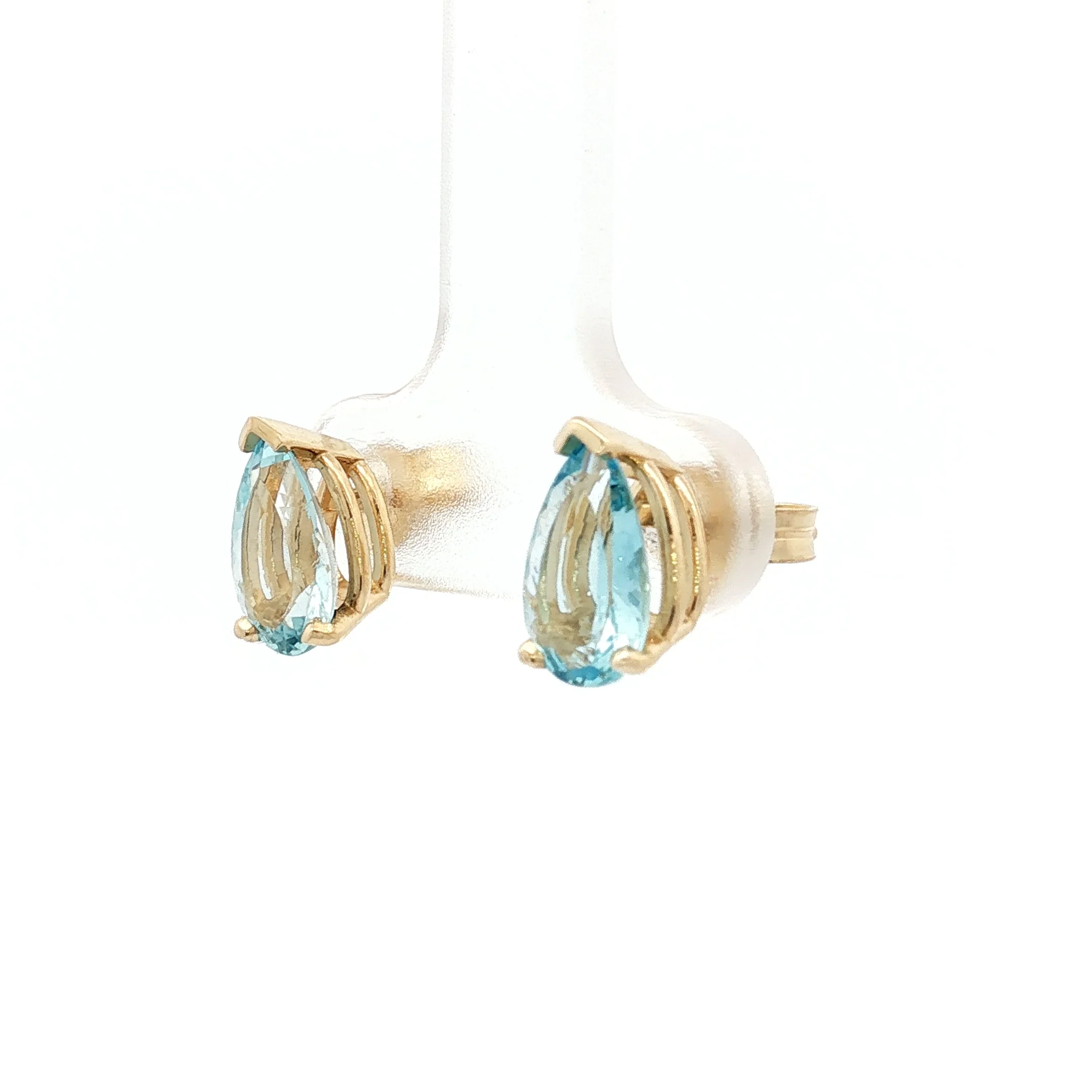 1.86 Pear Aquamarine Stud Earrings in 14k Yellow Gold - Image 2