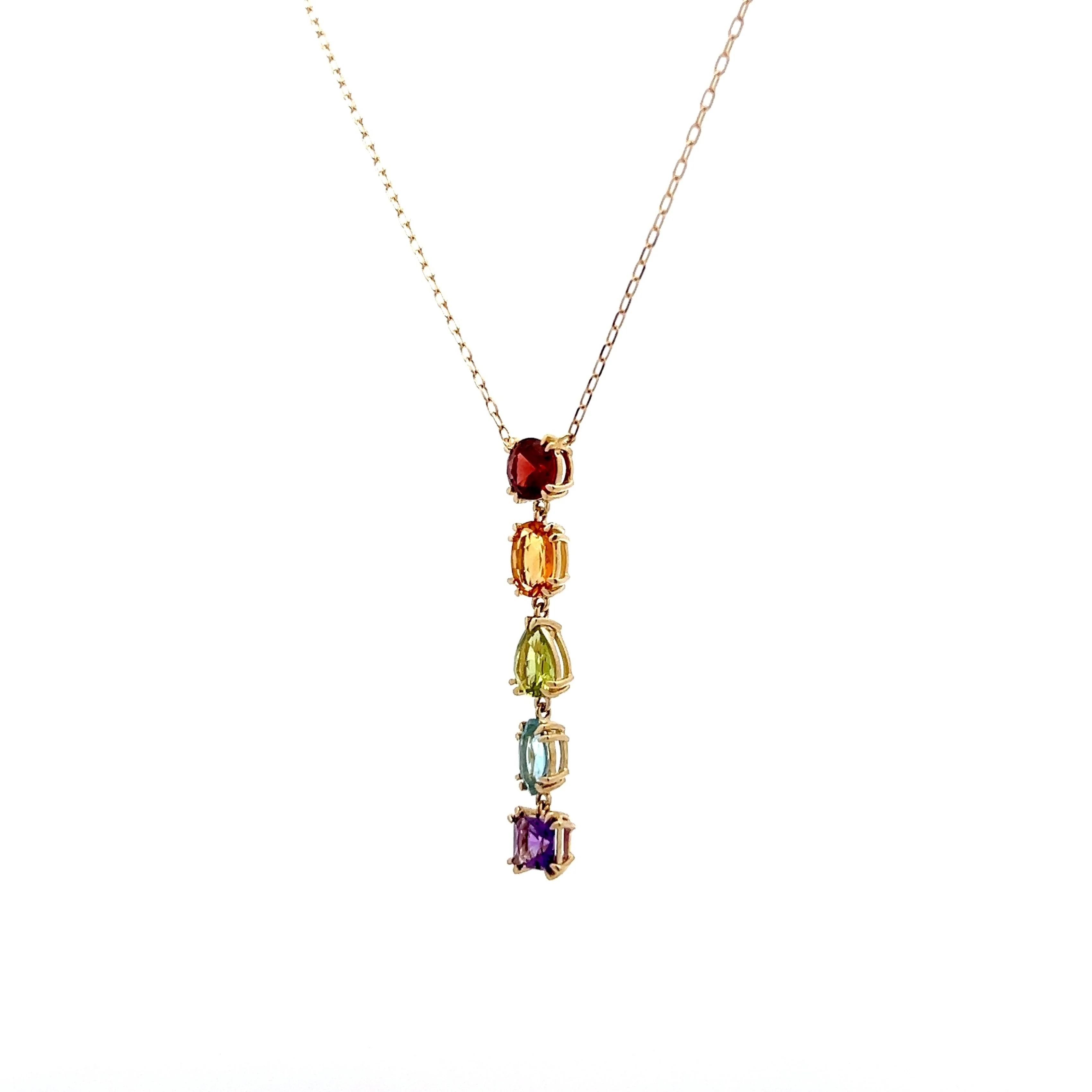 1.87 Multi-Gemstone Lariat Necklace in 14k Yellow Gold - Image 3