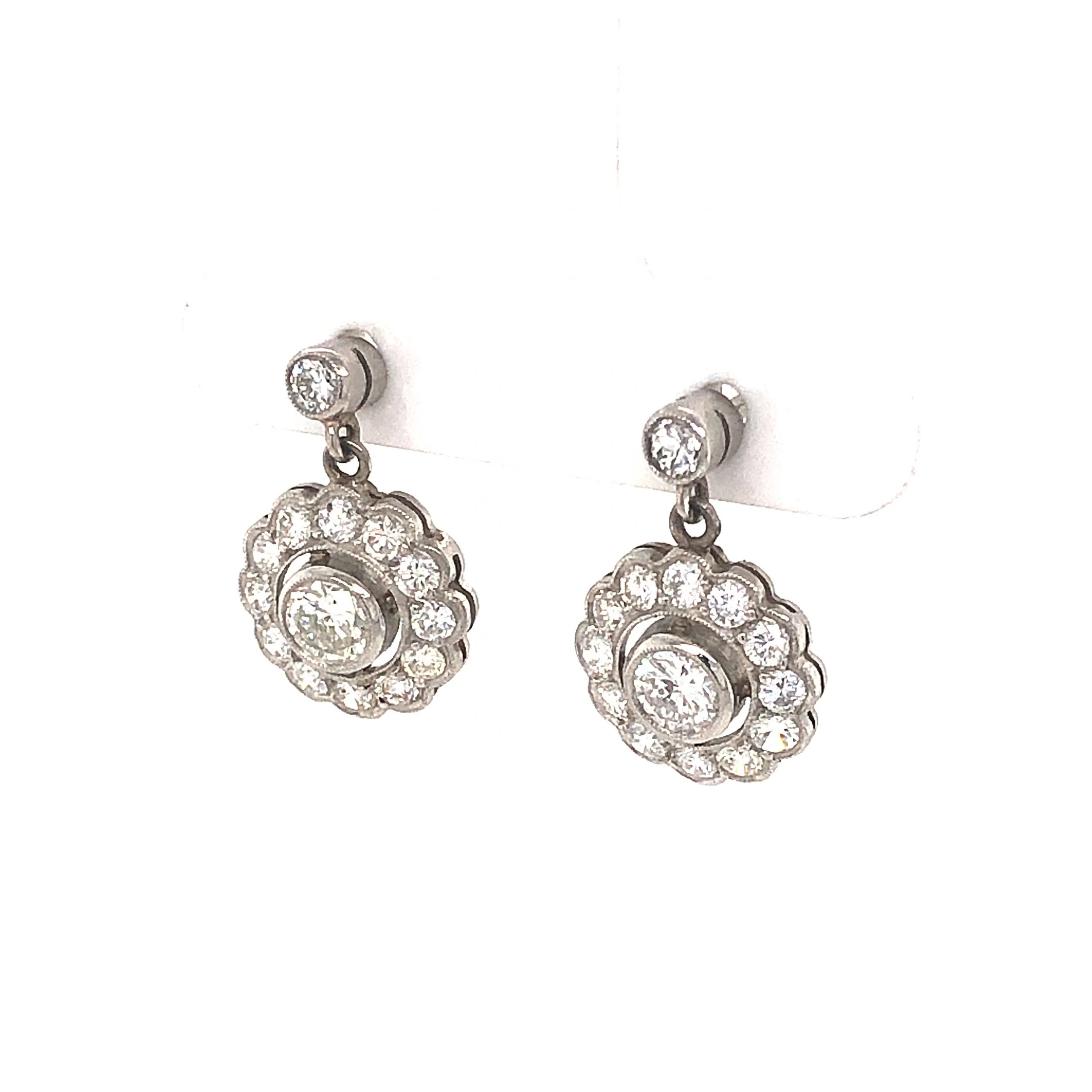 1.88 Mid-Century Diamond Earrings in Platinum - Image 2