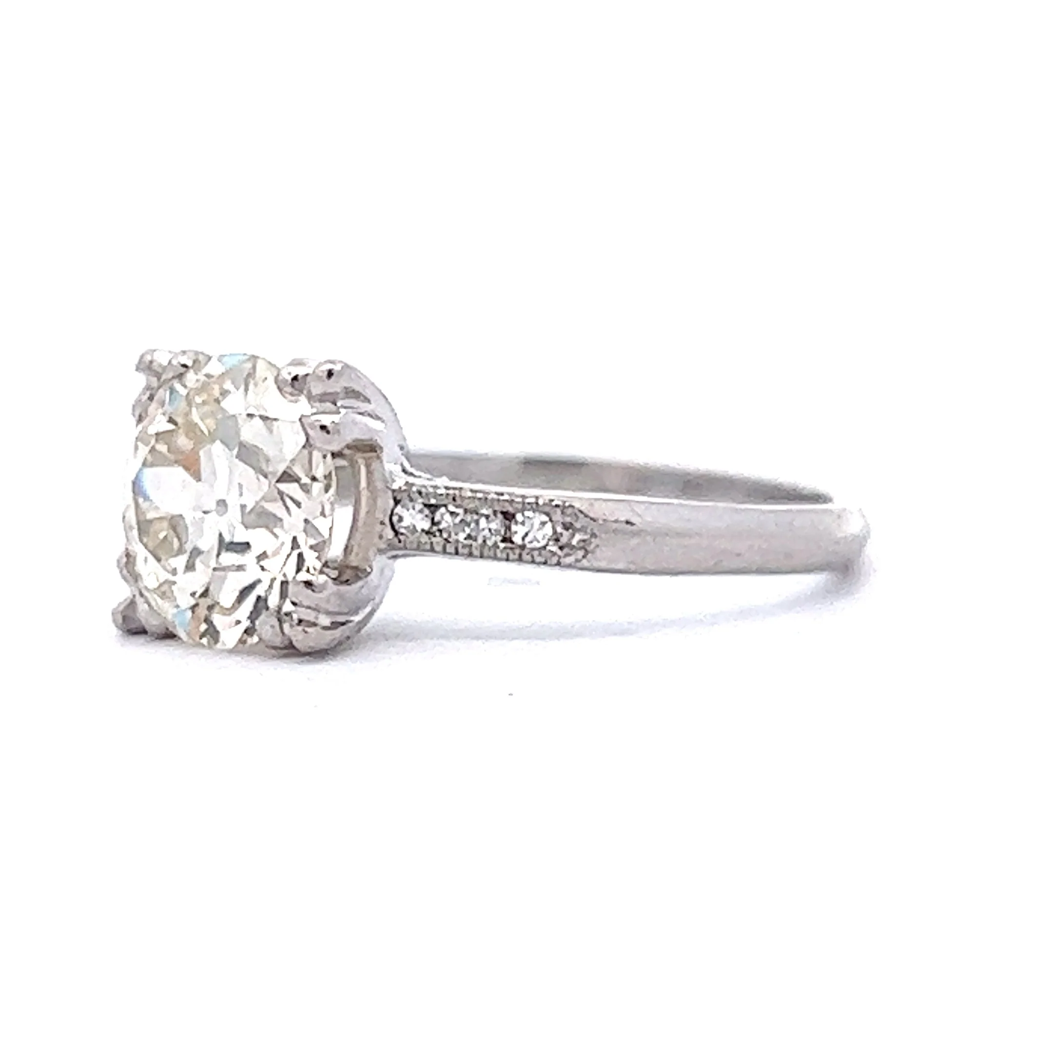 1.89 Vintage Art Deco Diamond Engagement Ring in Platinum - Image 2
