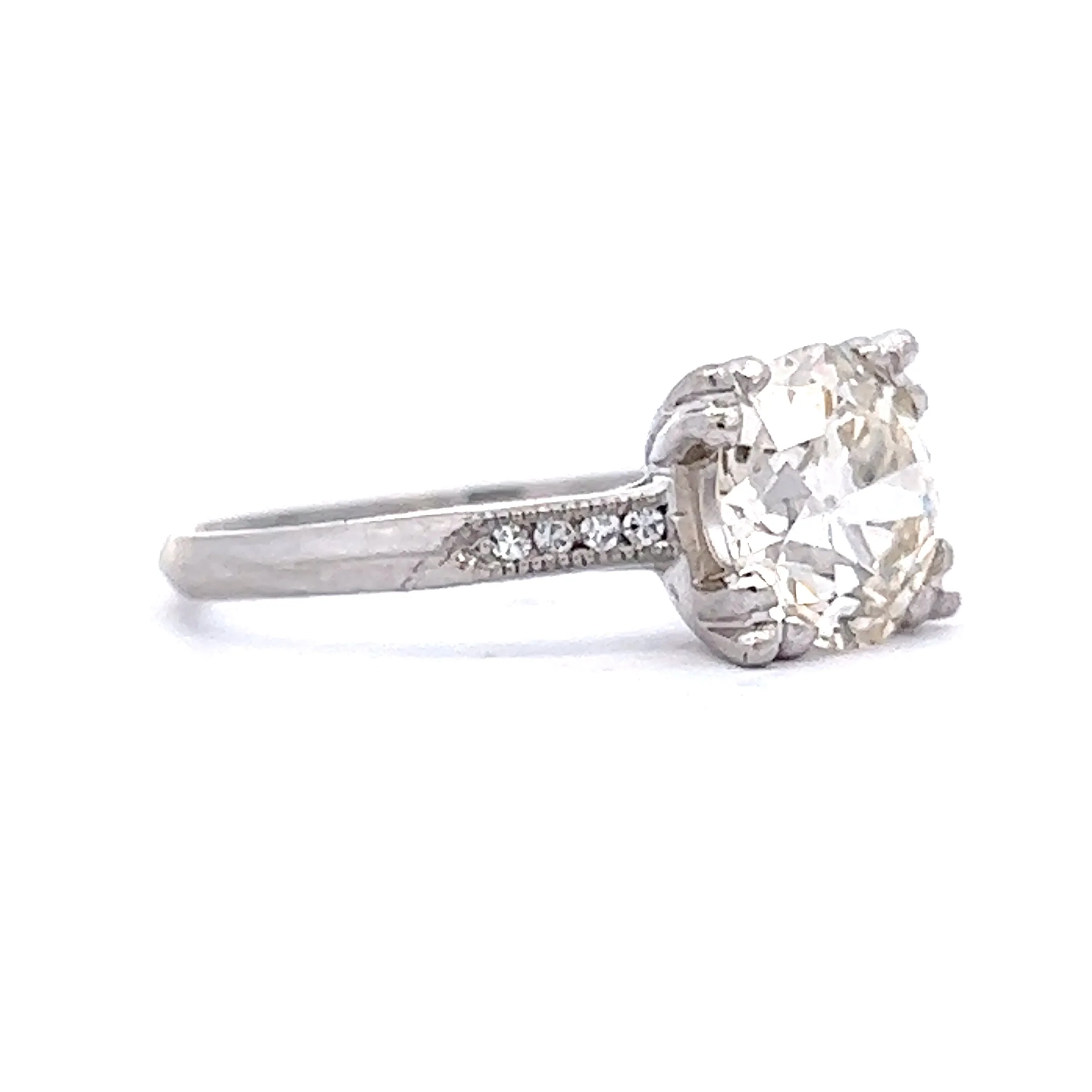 1.89 Vintage Art Deco Diamond Engagement Ring in Platinum - Image 3