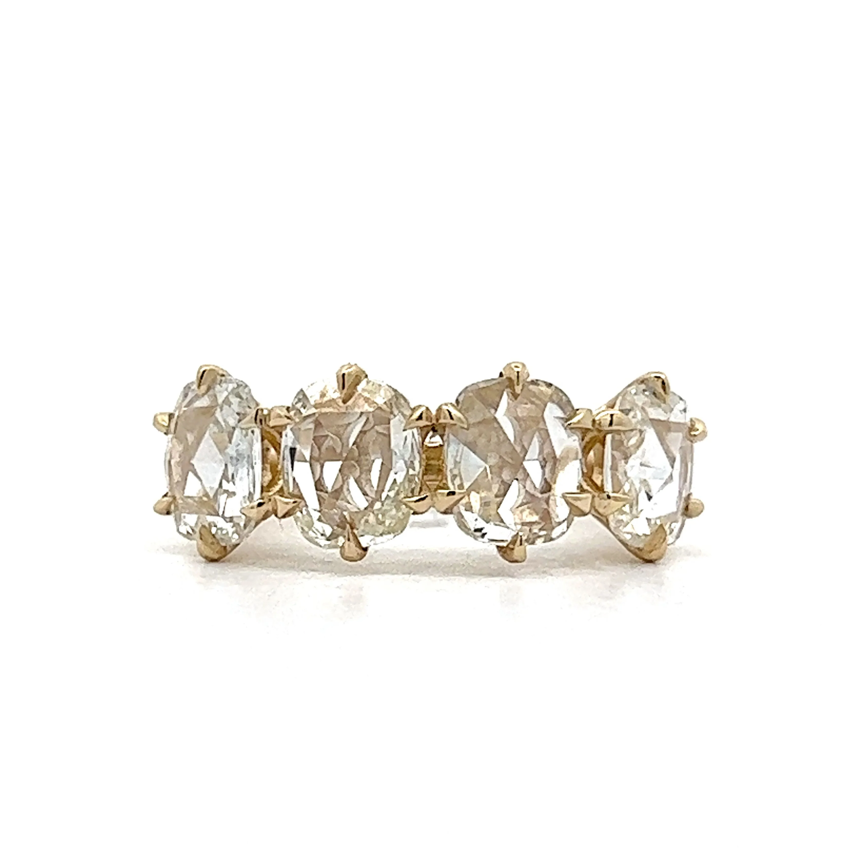 1.89 Rose Cut Diamond Engagement Ring in 14k Yellow Gold