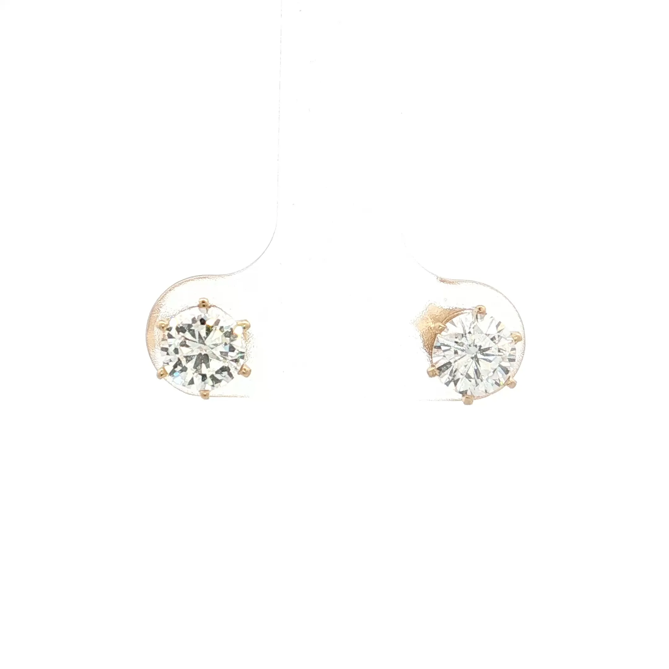 1.90 Carat Diamond Halo Stud Earrings 14k Yellow Gold - Image 4