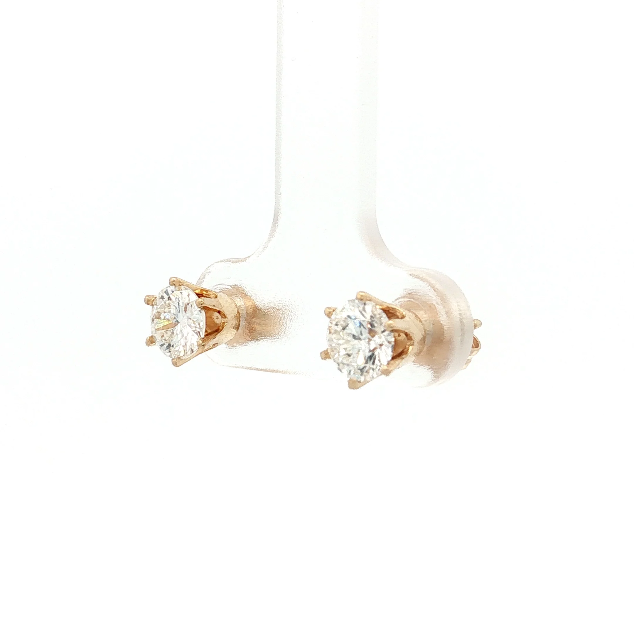 1.90 Carat Diamond Halo Stud Earrings 14k Yellow Gold - Image 5