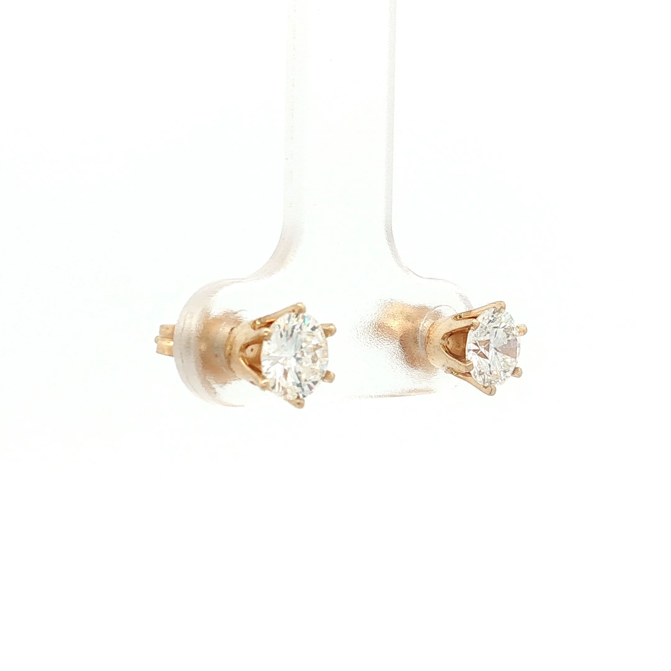 1.90 Carat Diamond Halo Stud Earrings 14k Yellow Gold - Image 6