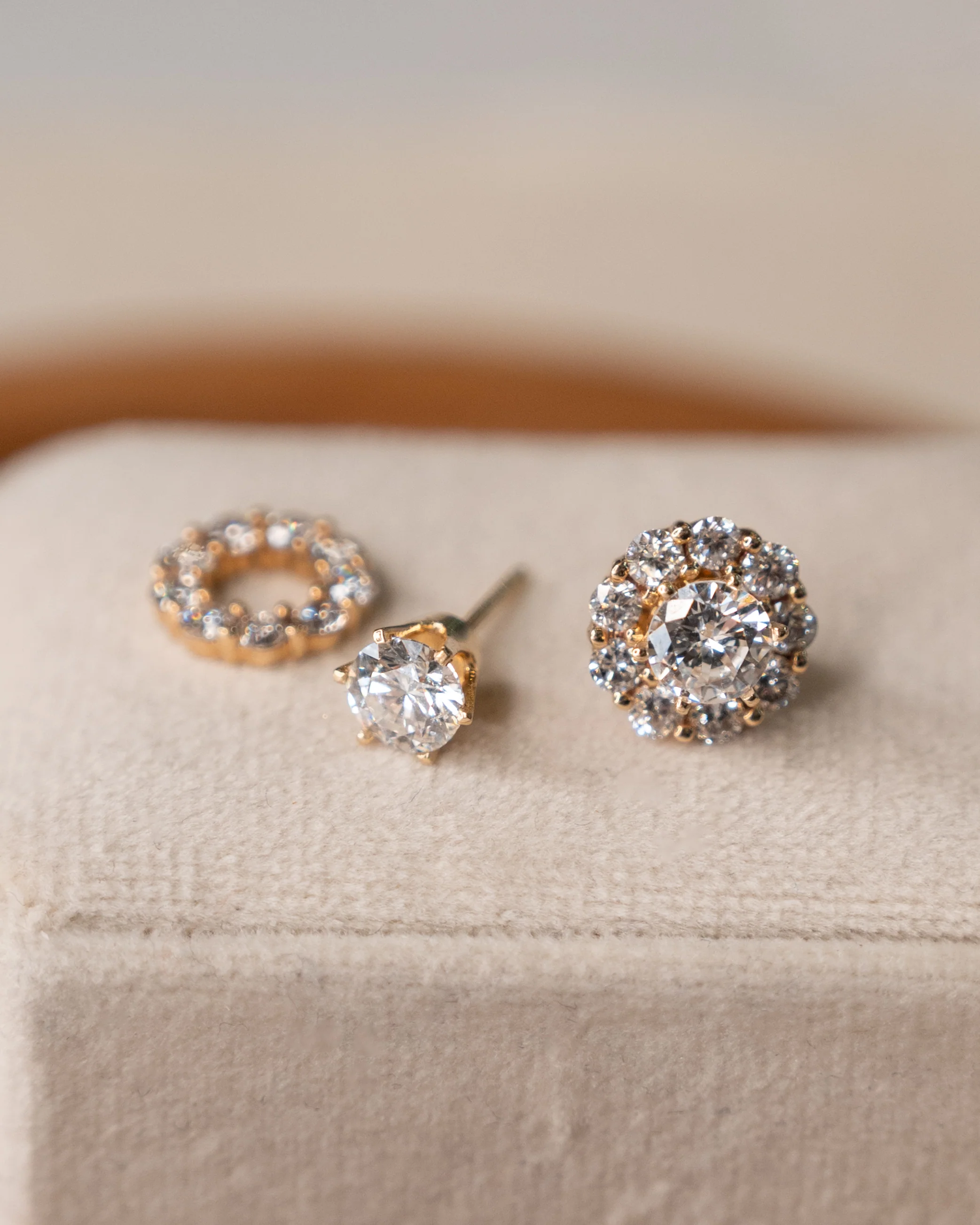 1.90 Carat Diamond Halo Stud Earrings 14k Yellow Gold - Image 7