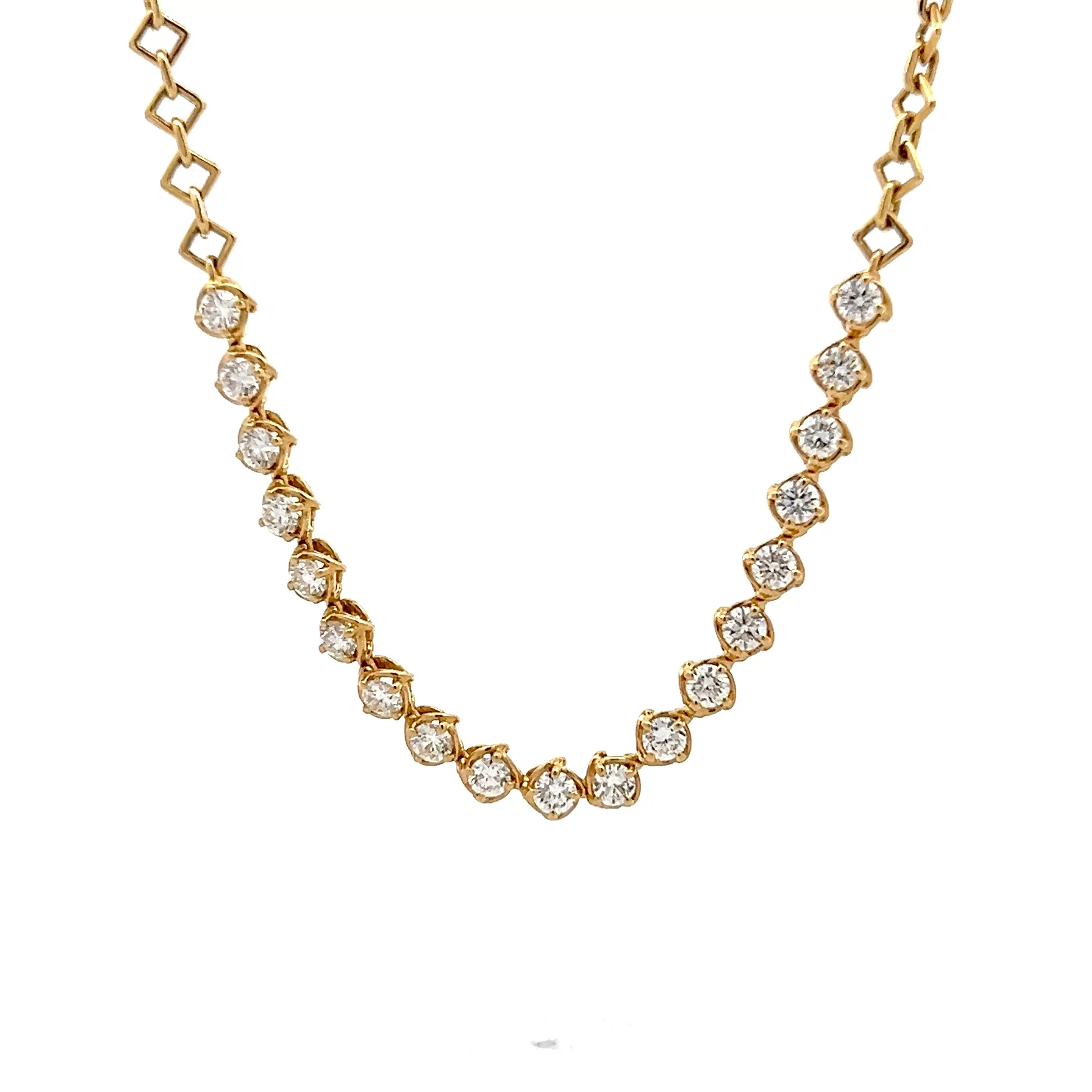 1.90 Diamond Tennis Necklace in 18k Yellow Gold