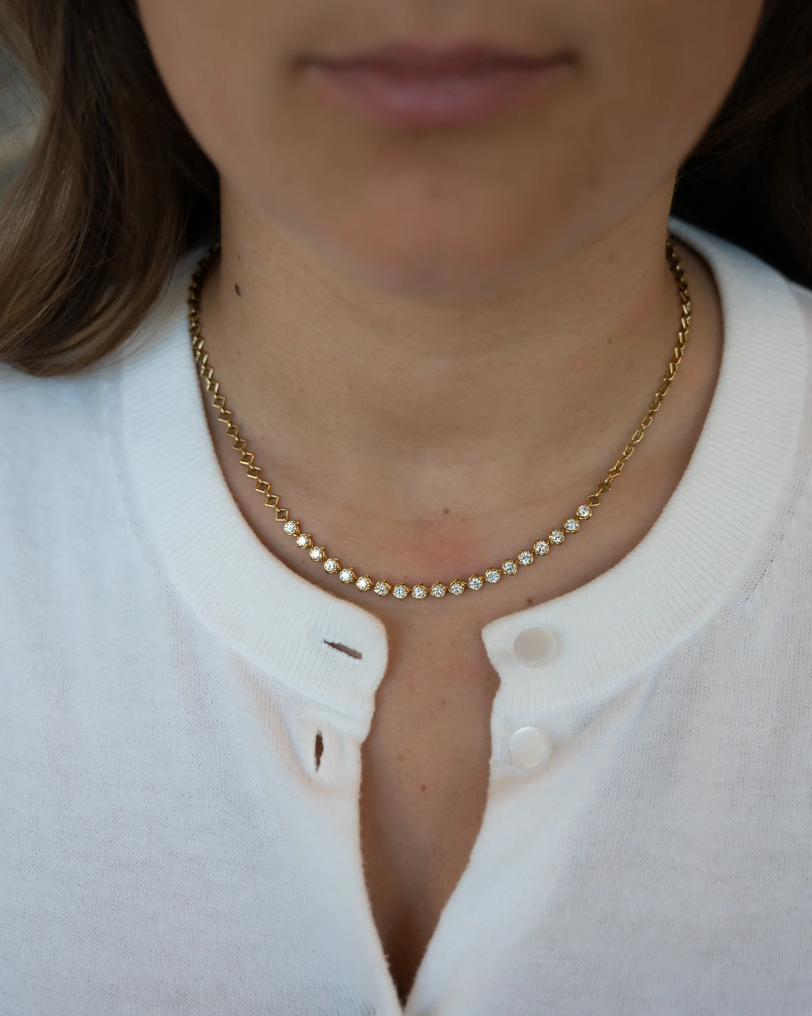 1.90 Diamond Tennis Necklace in 18k Yellow Gold - Image 5