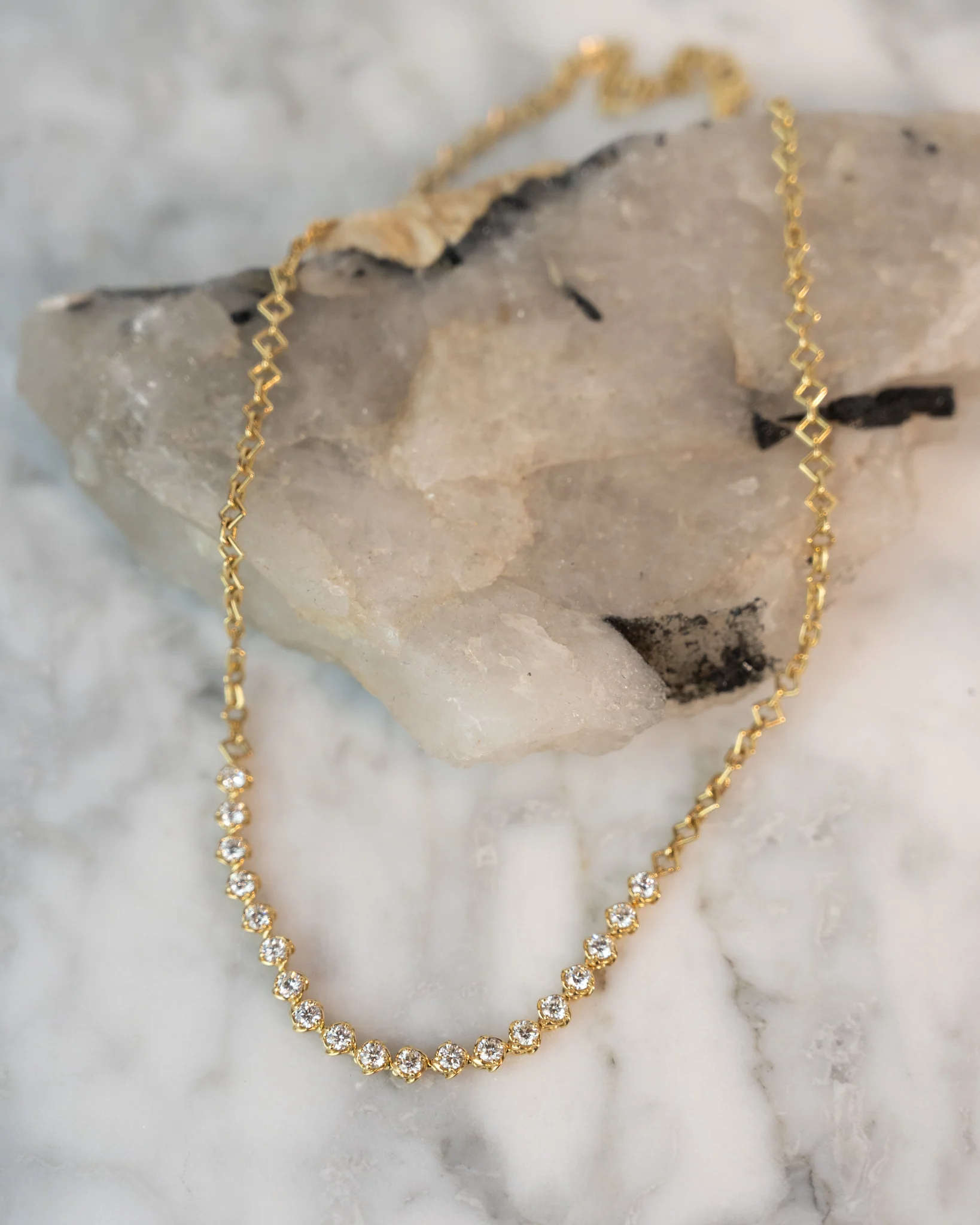 1.90 Diamond Tennis Necklace in 18k Yellow Gold - Image 6