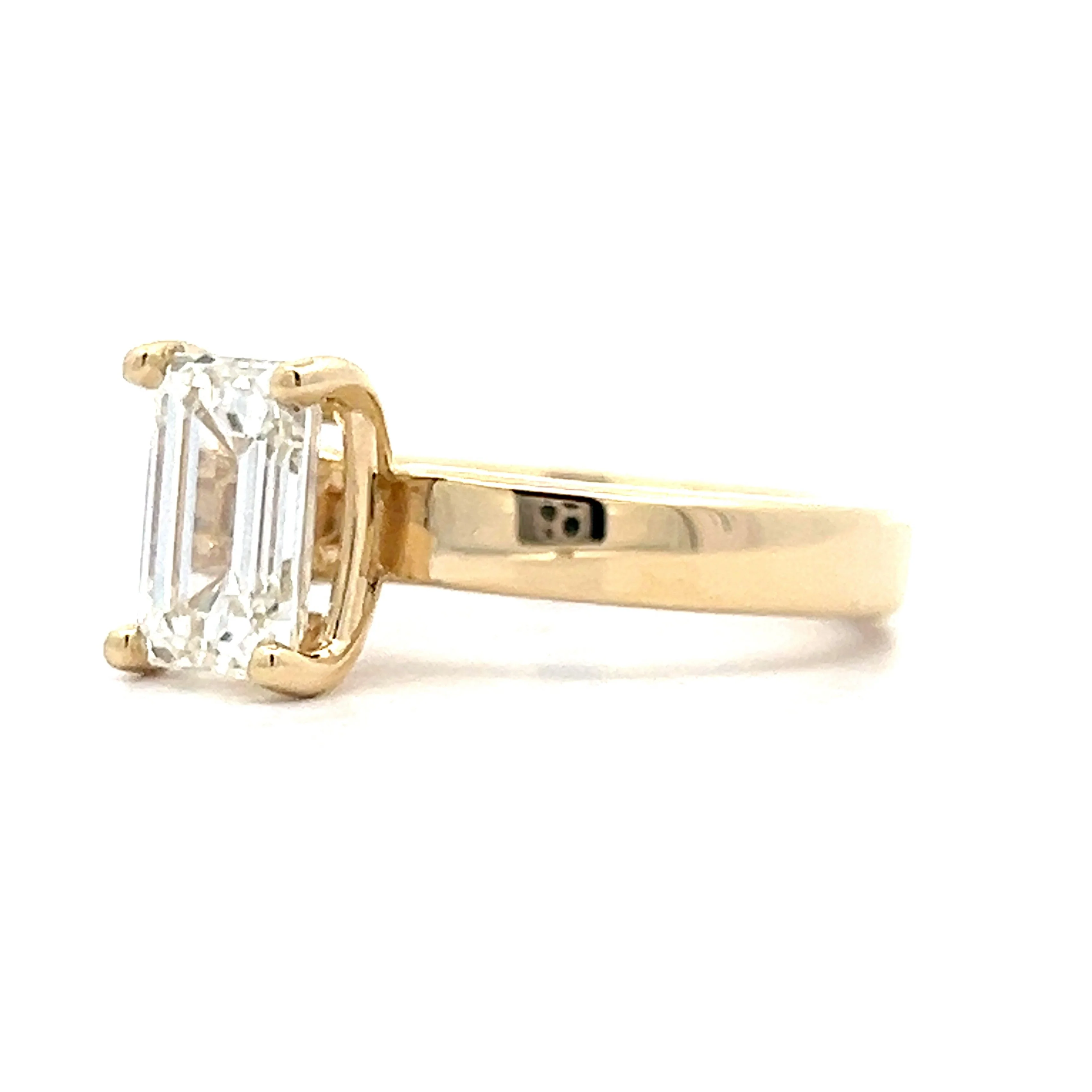 1.90 Emerald Cut Diamond Engagement Ring in Yellow Gold - Image 2