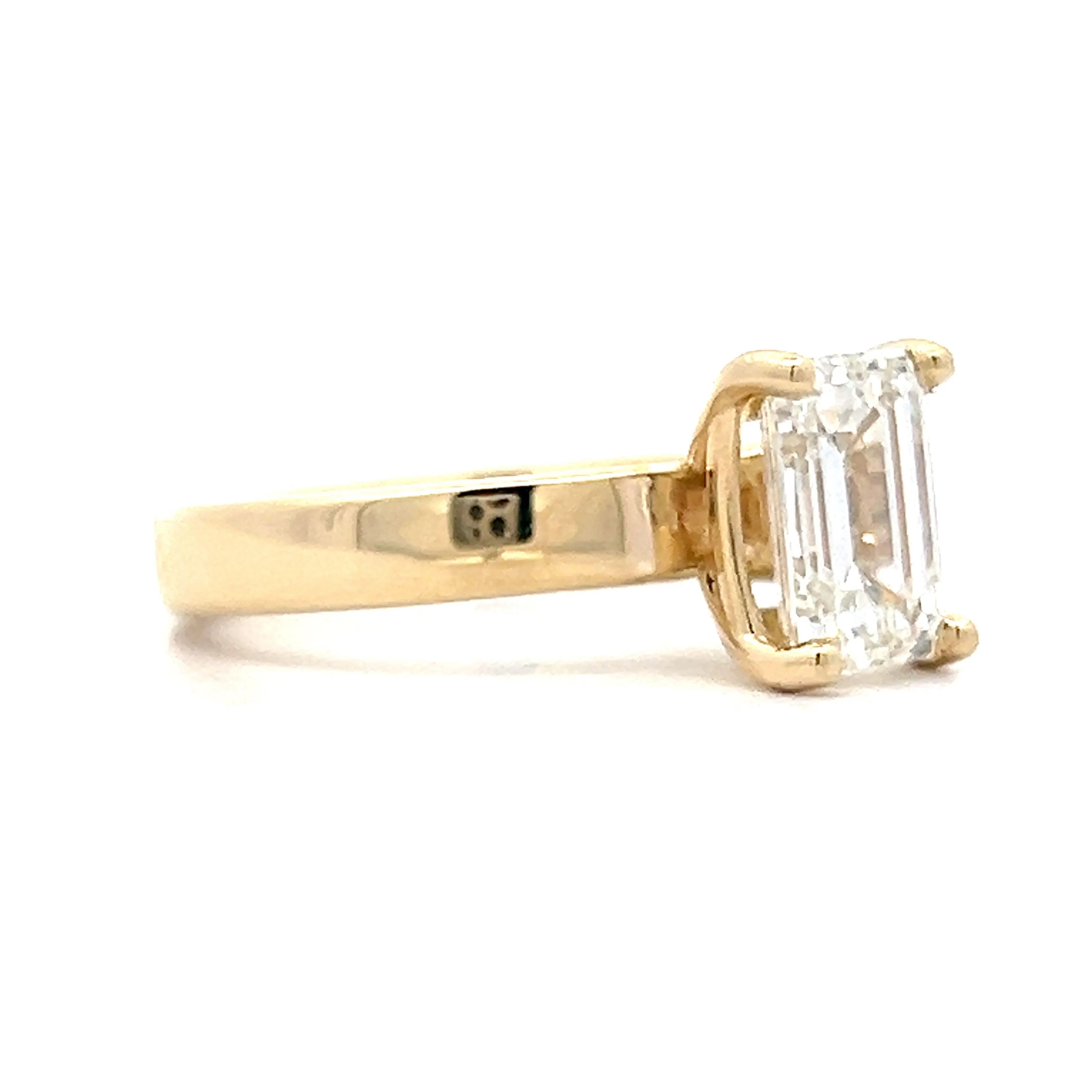 1.90 Emerald Cut Diamond Engagement Ring in Yellow Gold - Image 3
