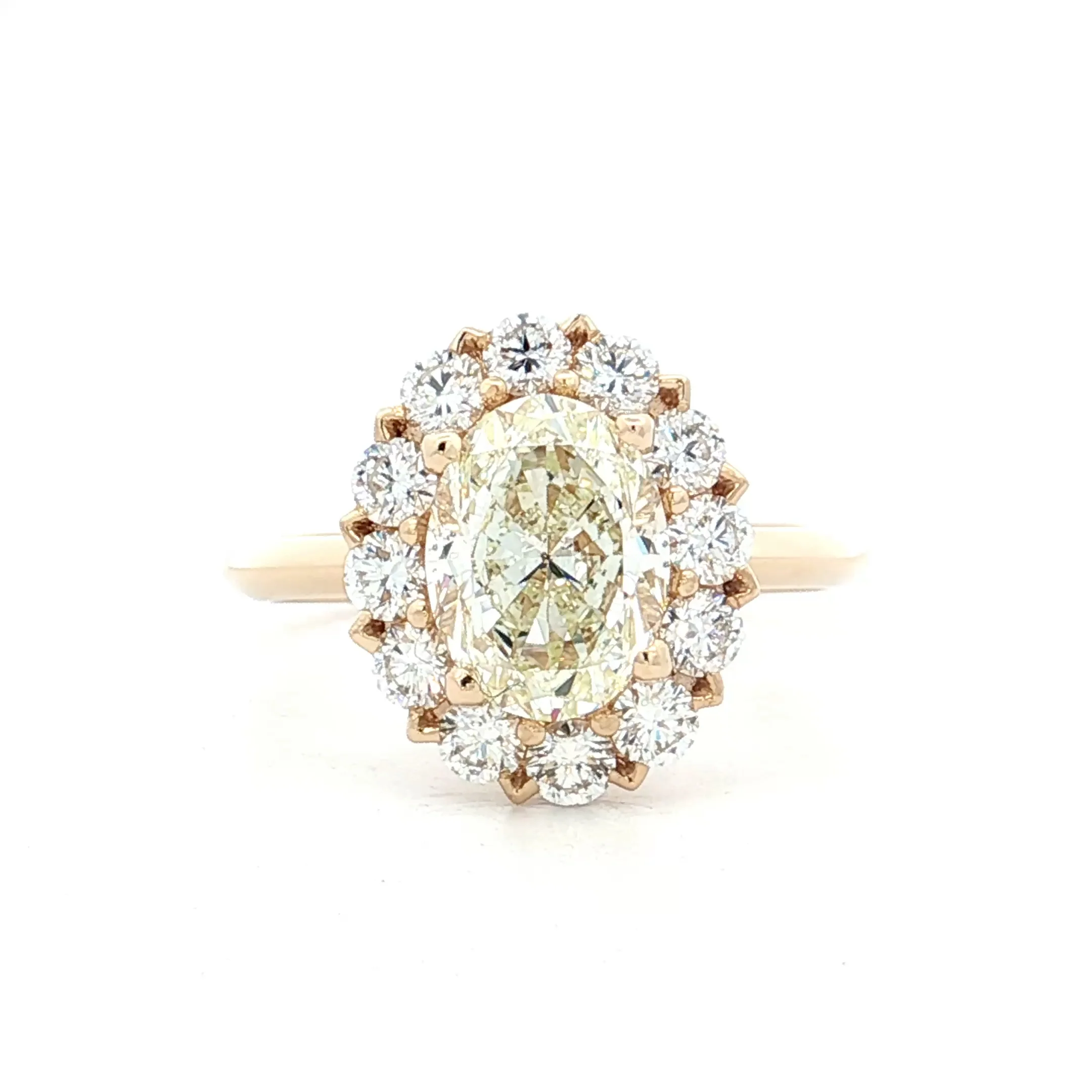 1.90 GIA Oval Diamond Halo Engagement Ring 14k