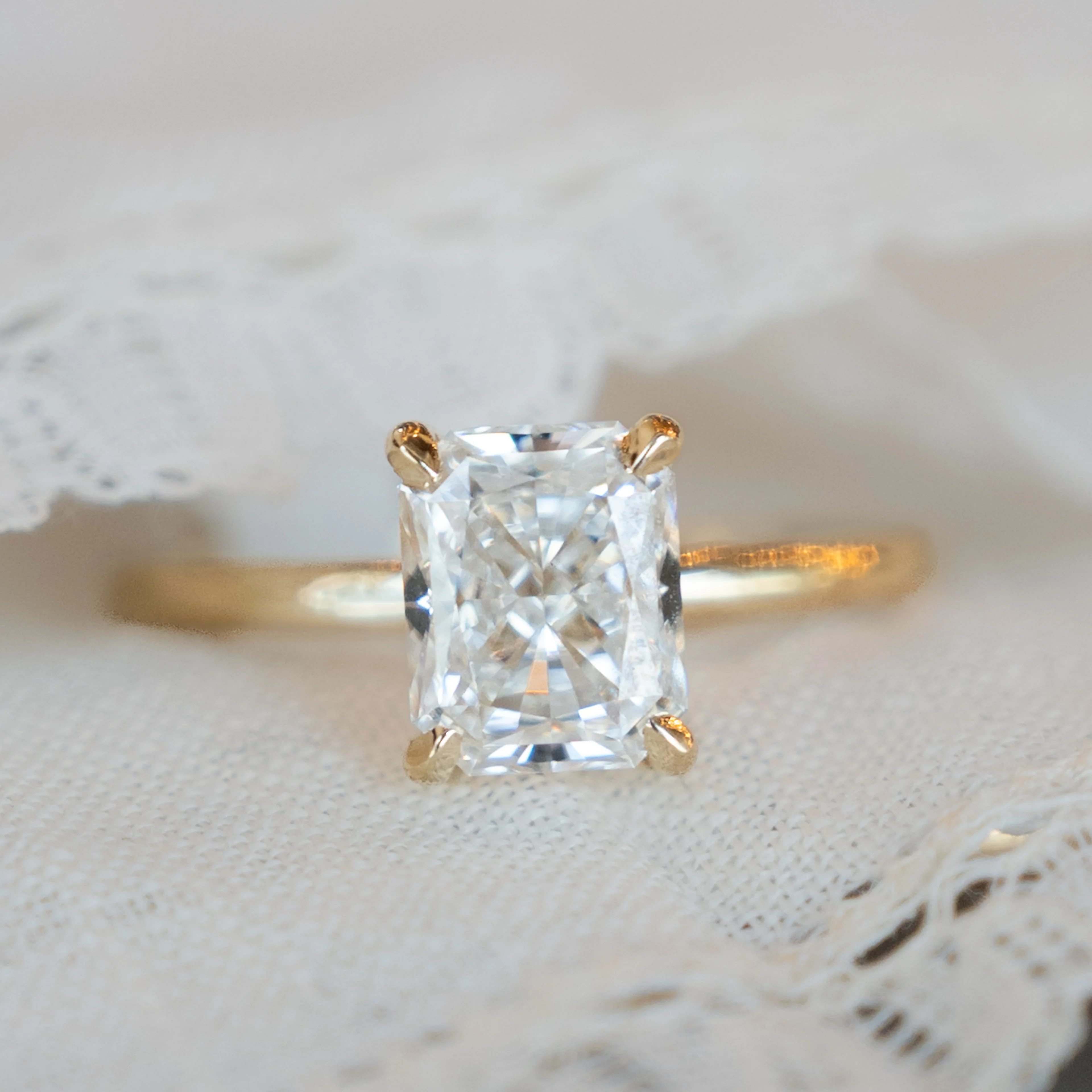 1.90 Radiant Cut Diamond Engagement Ring in Yellow Gold - Image 6