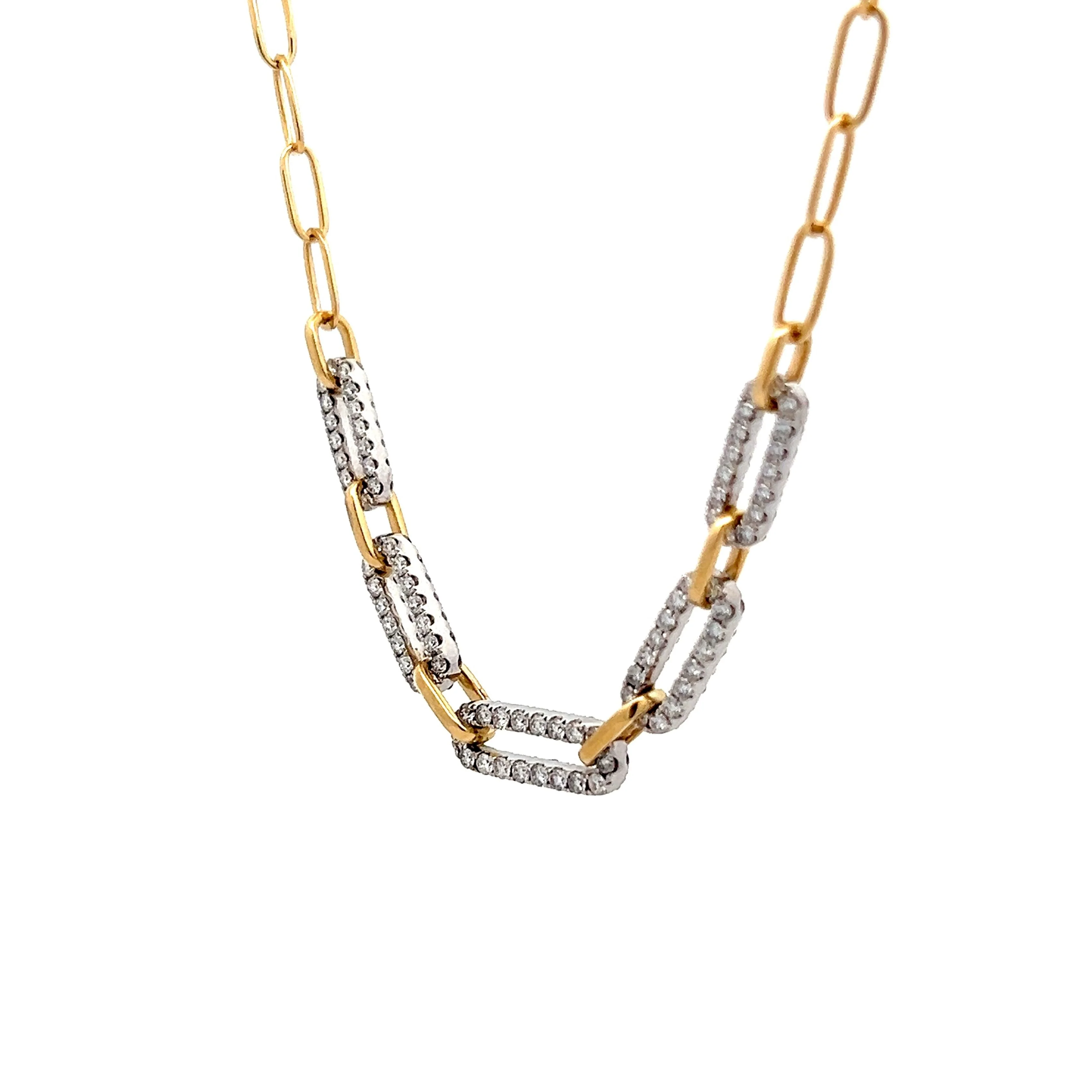 1.91 Brilliant Diamond Paperclip Chain Necklace in 18k - Image 2