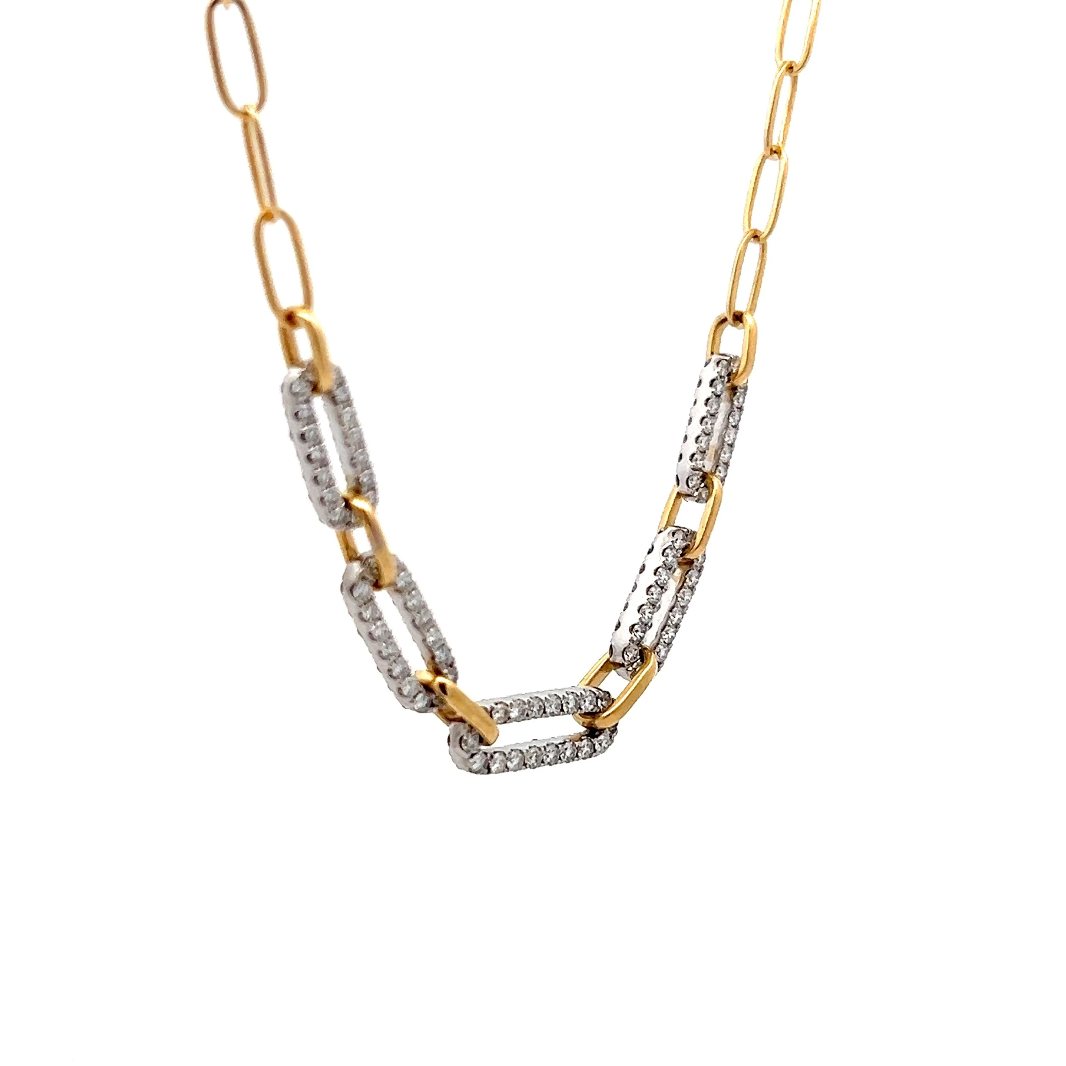 1.91 Brilliant Diamond Paperclip Chain Necklace in 18k - Image 3