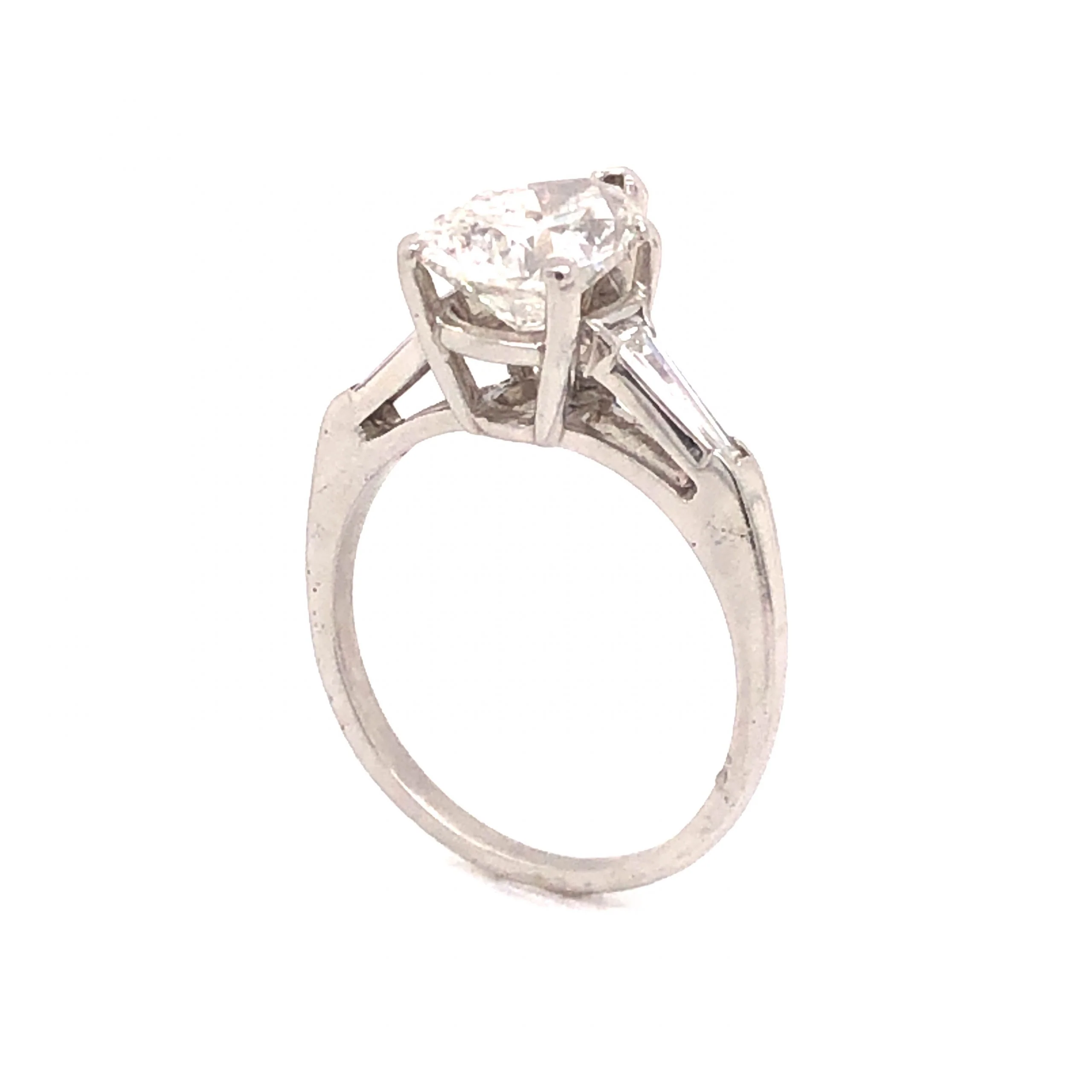 1.91 Mid-Century Pear Cut Diamond Engagement Ring in Platinum - Image 4