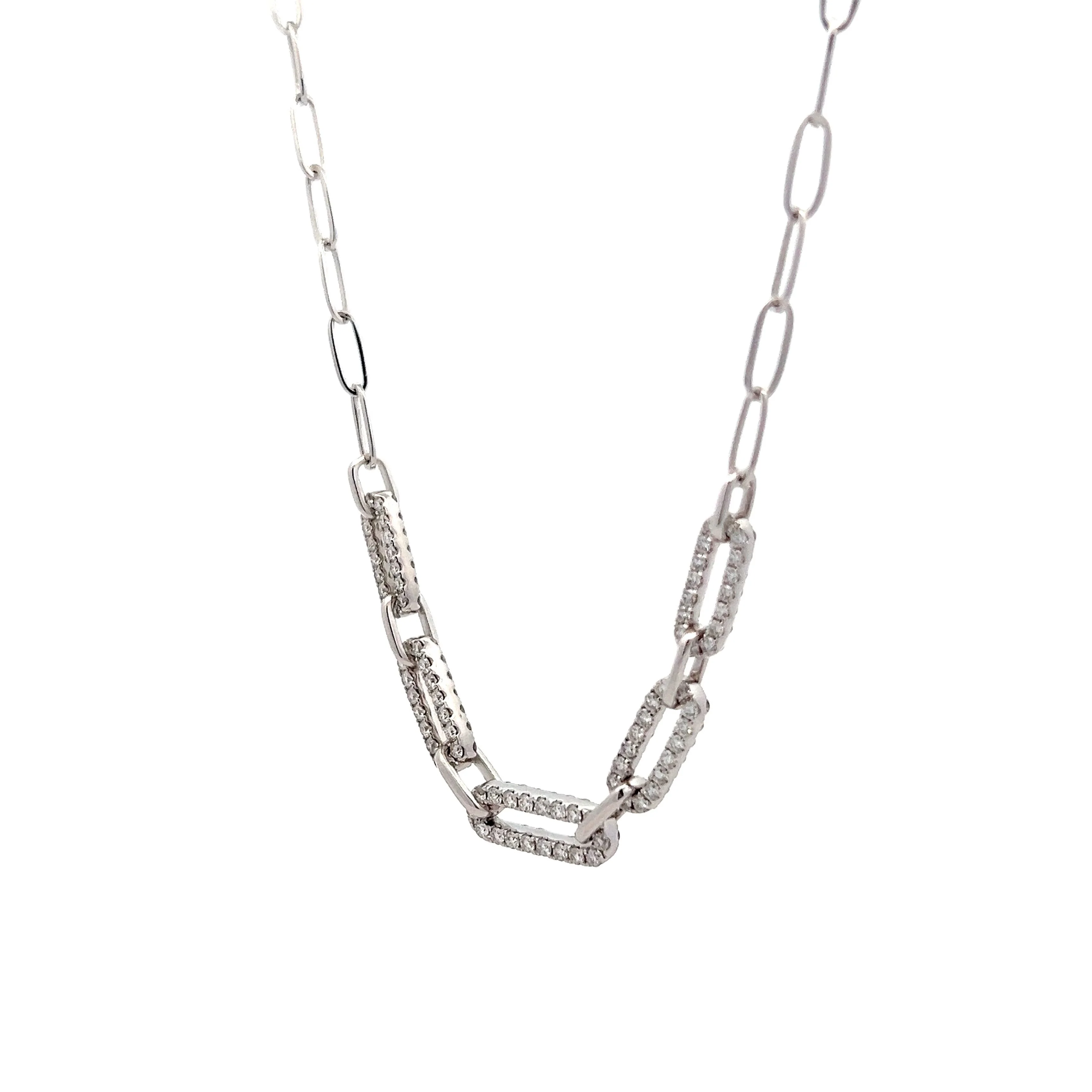 1.91 Pave Diamond Paperclip Necklace in 18k - Image 2