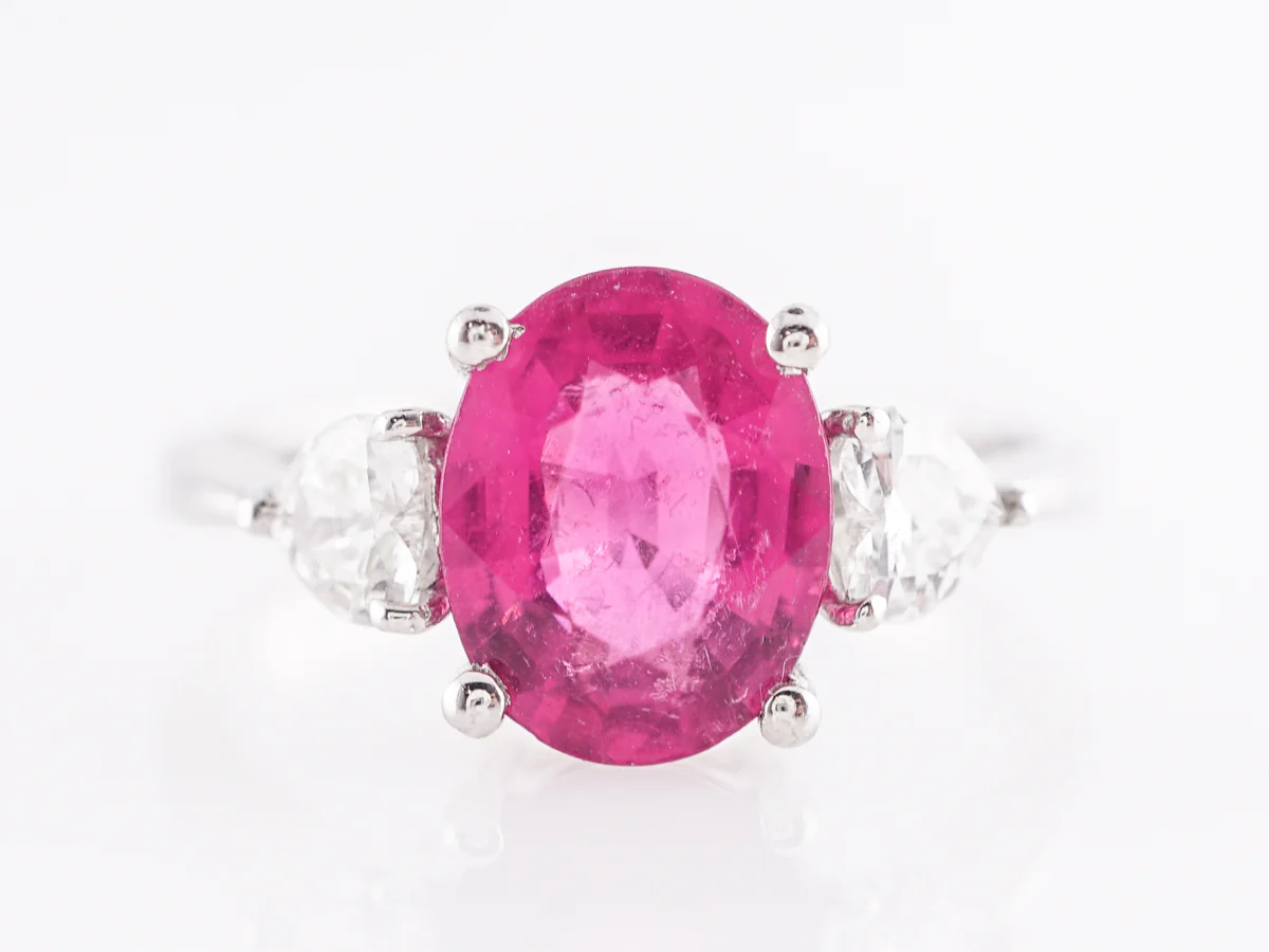 1.91 Pink Sapphire Cocktail Ring in Platinum