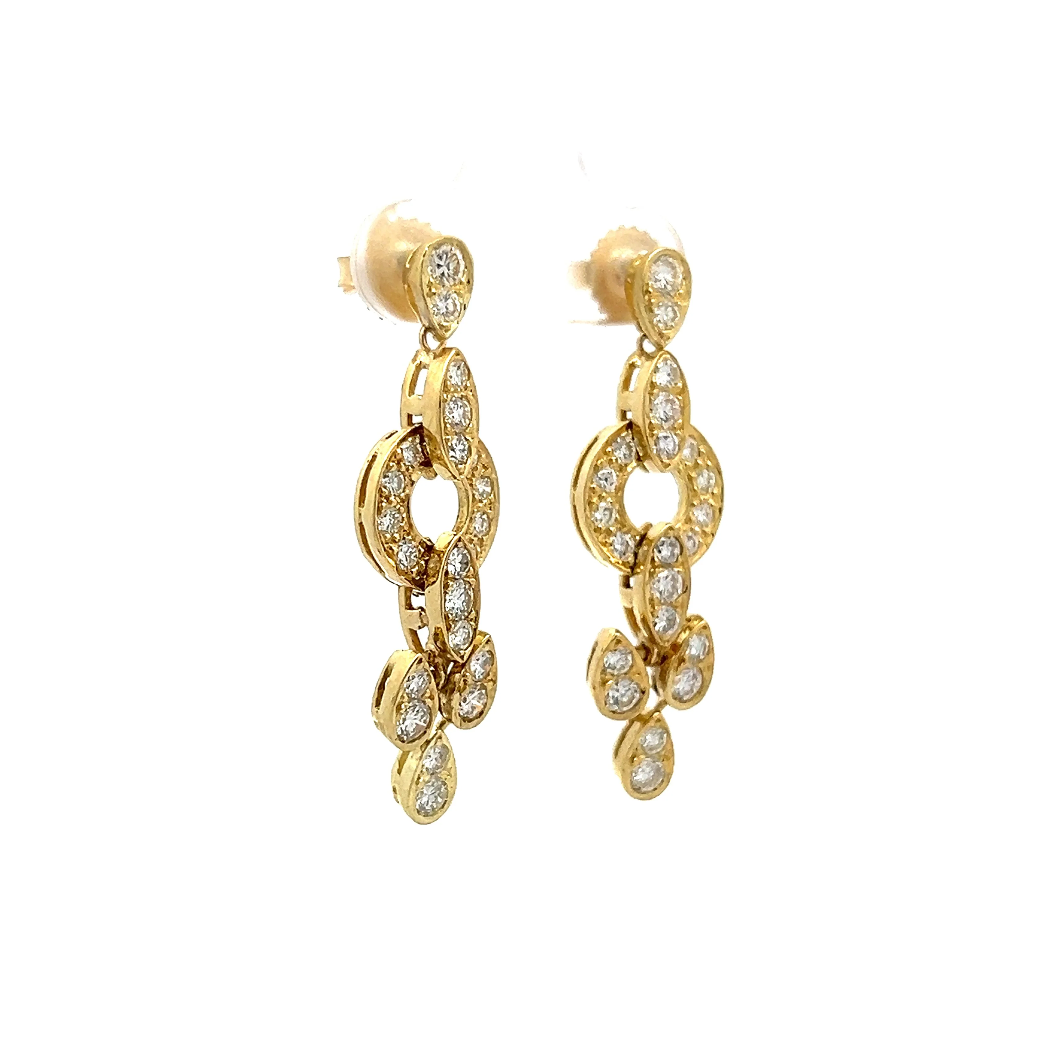 1.92 Diamond Drop Earrings in 14k Yellow Gold - Image 3