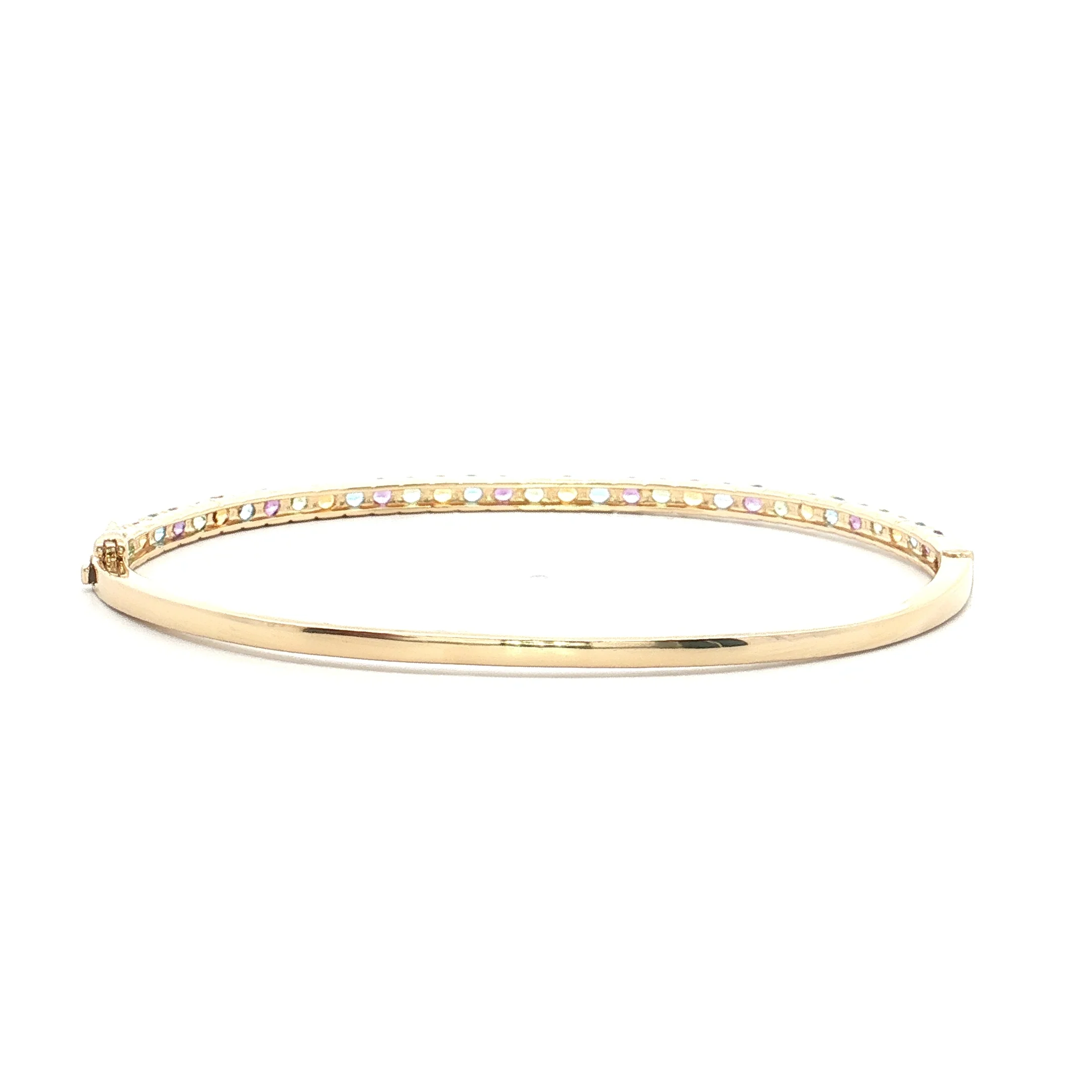 1.92 Mixed Gemstone Bangle Bracelet 14k Yellow Gold - Image 4