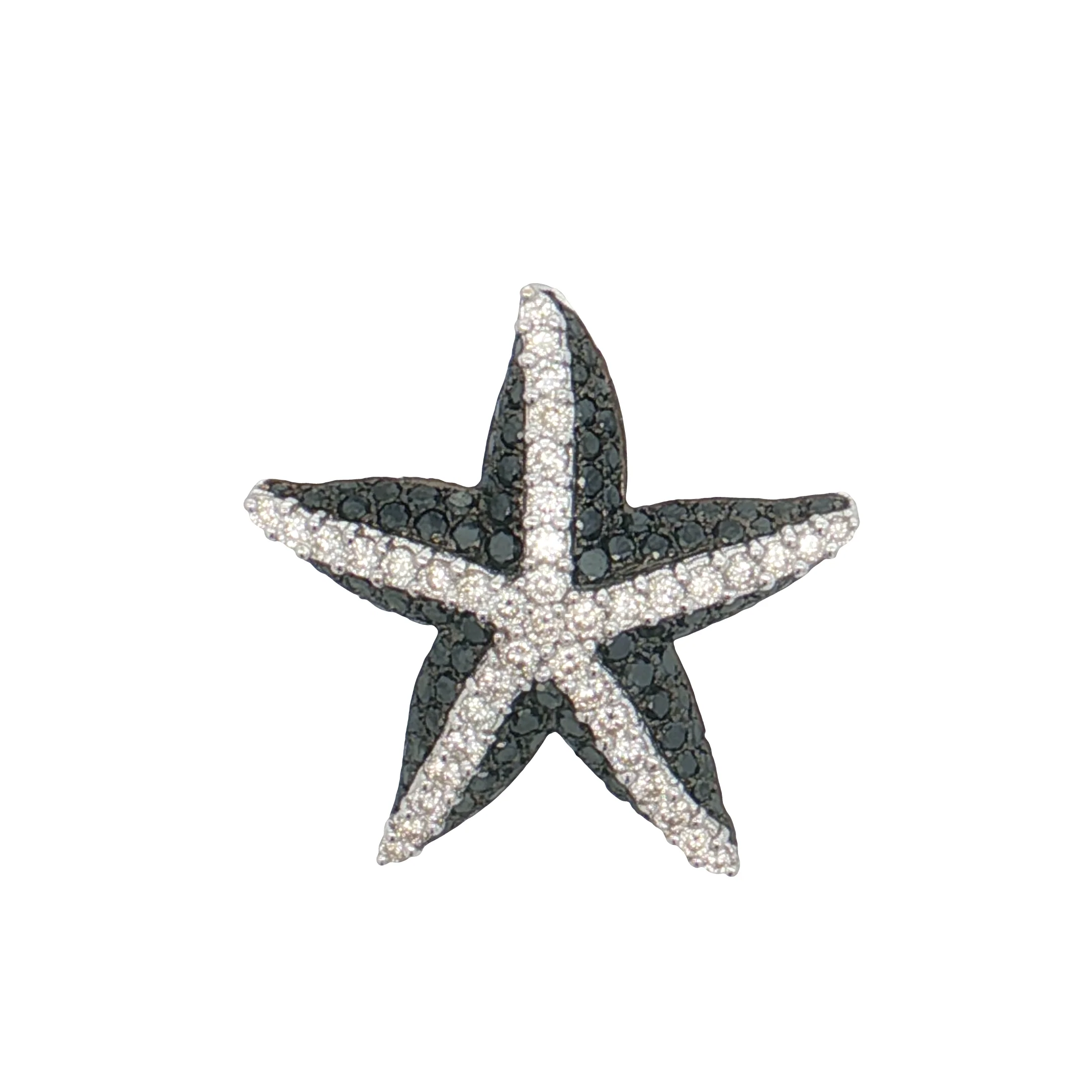 1.92 Starfish Diamond Brooch Pendant 18k White Gold