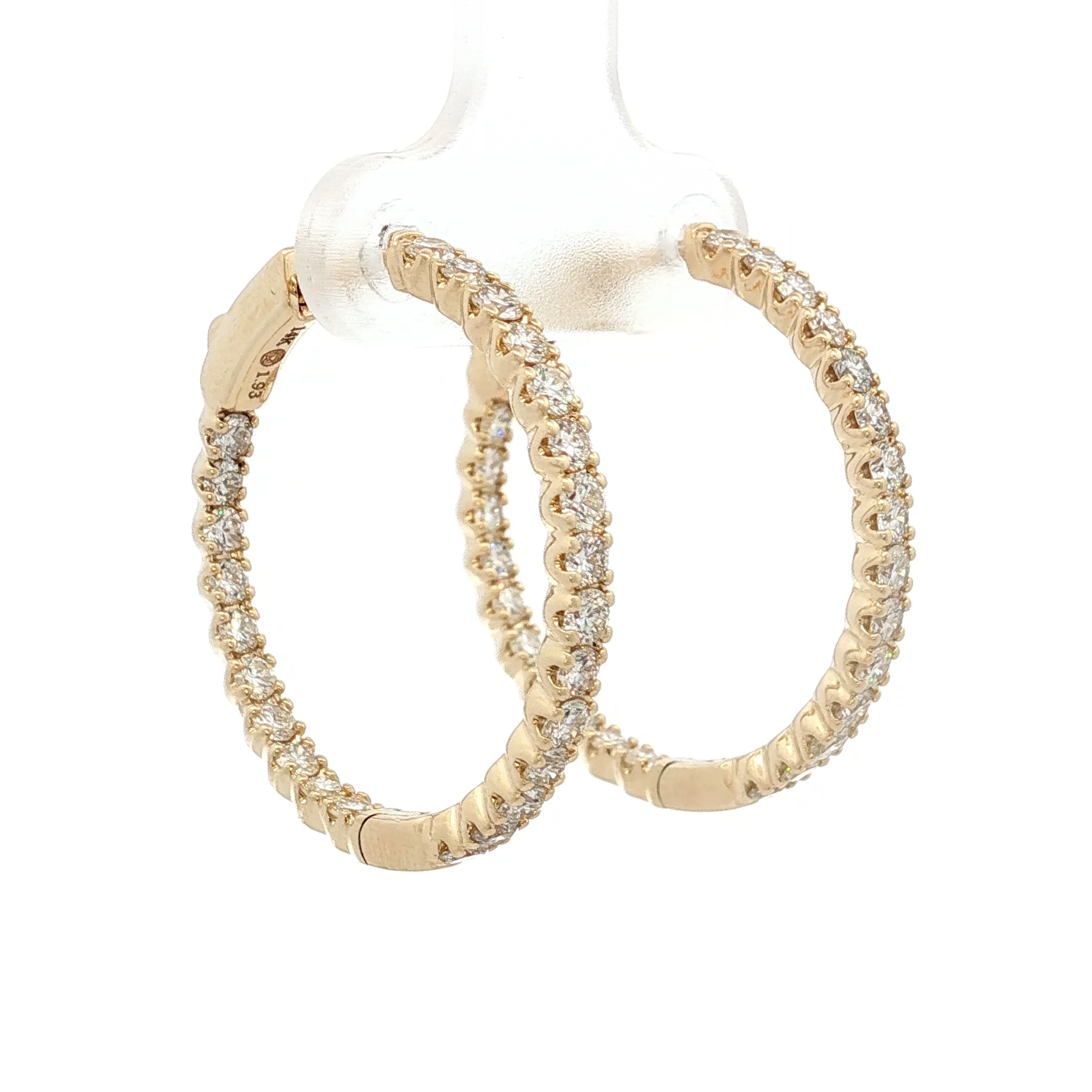 1.93 Diamond Inside-Out Hoop Earrings 14k Yellow Gold - Image 3