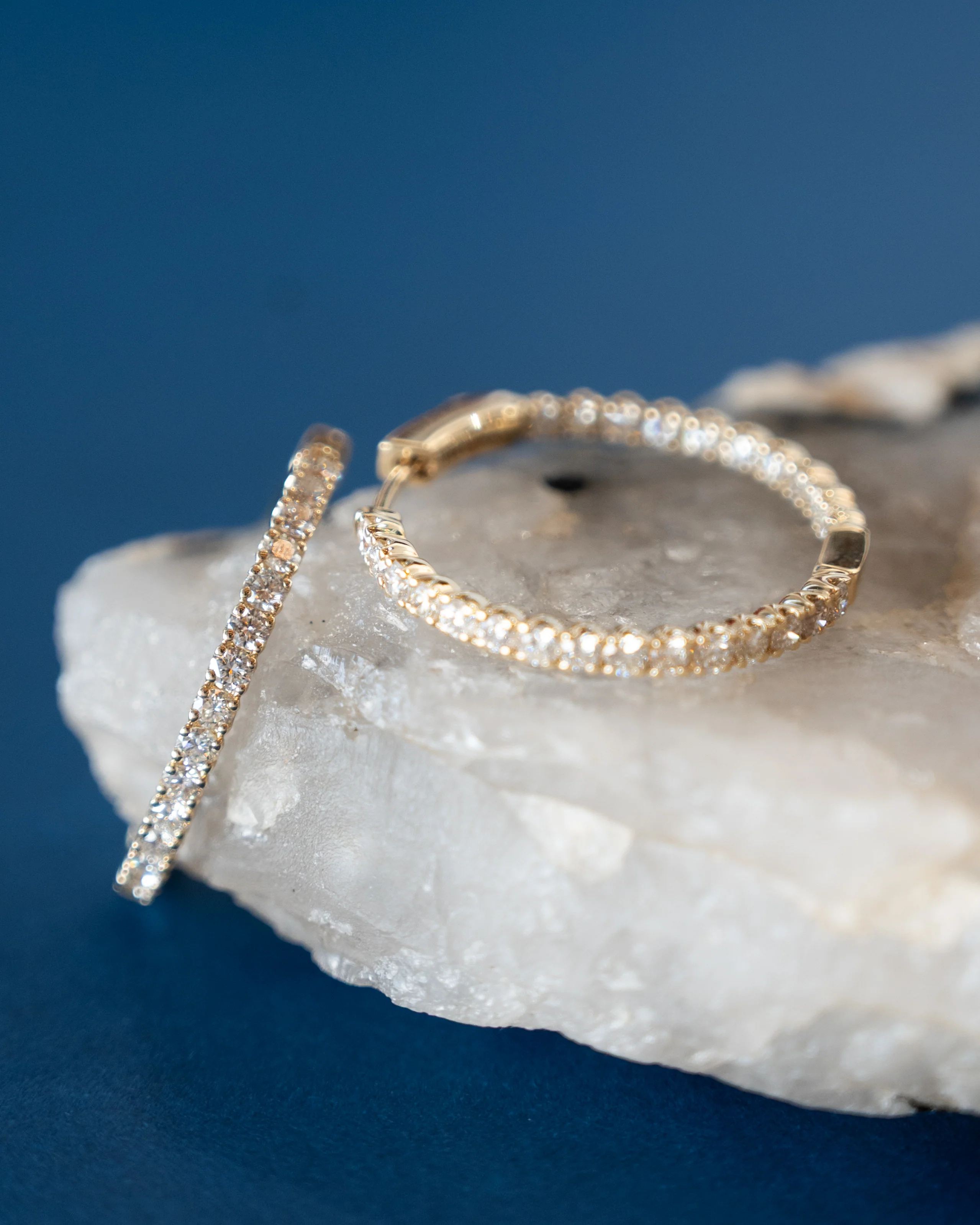 1.93 Diamond Inside-Out Hoop Earrings 14k Yellow Gold - Image 4