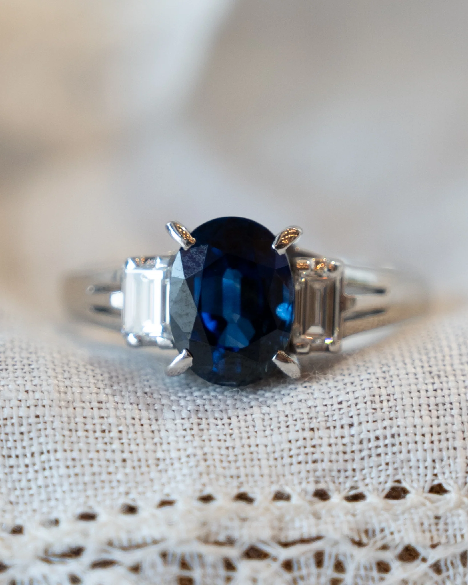 1.94 Oval Sapphire Engagement Ring in Platinum - Image 6