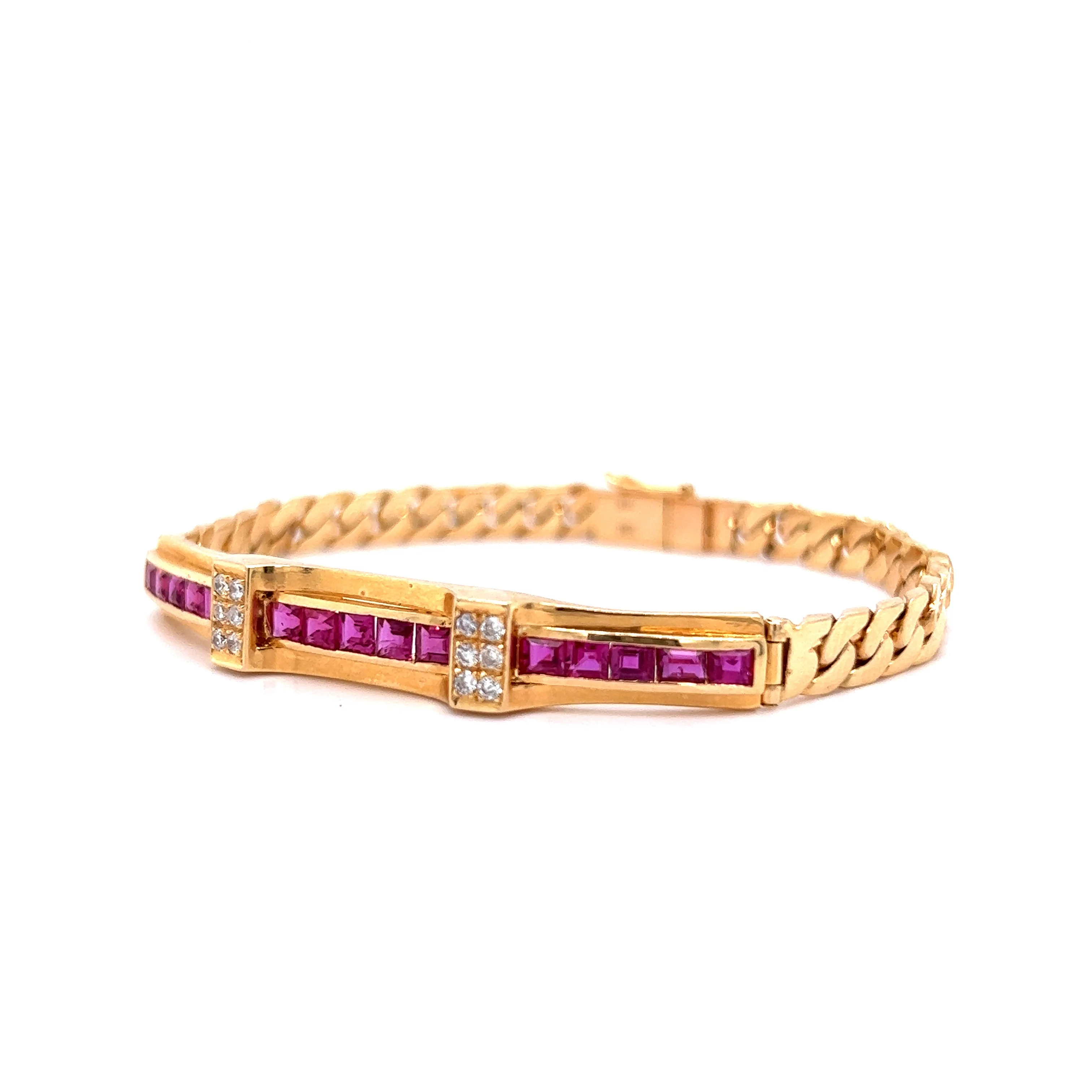 1.95 Ruby & Diamond Bracelet in 14k Rose Gold - Image 2