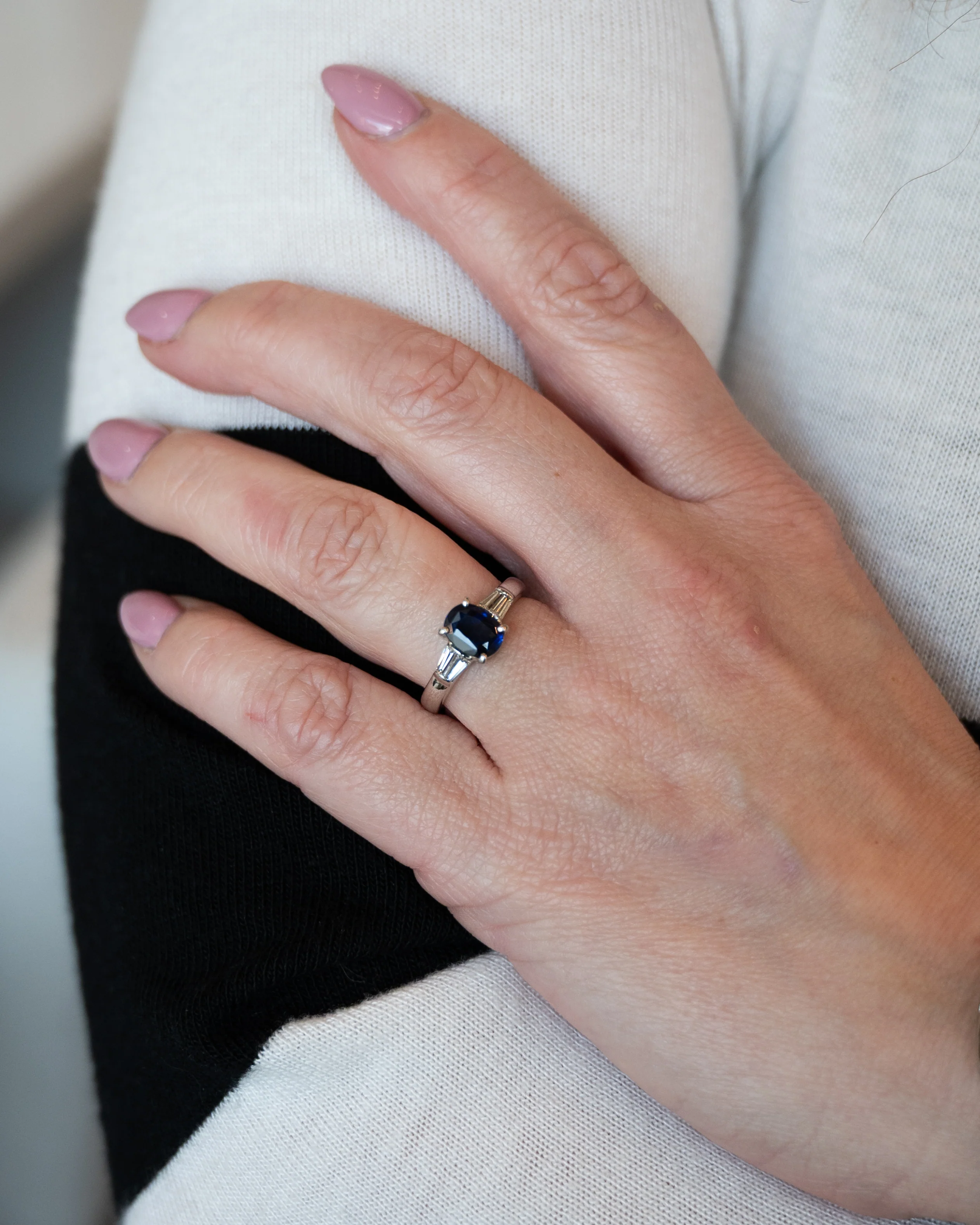 1.98 Oval Sapphire Engagement Ring in Platinum - Image 7