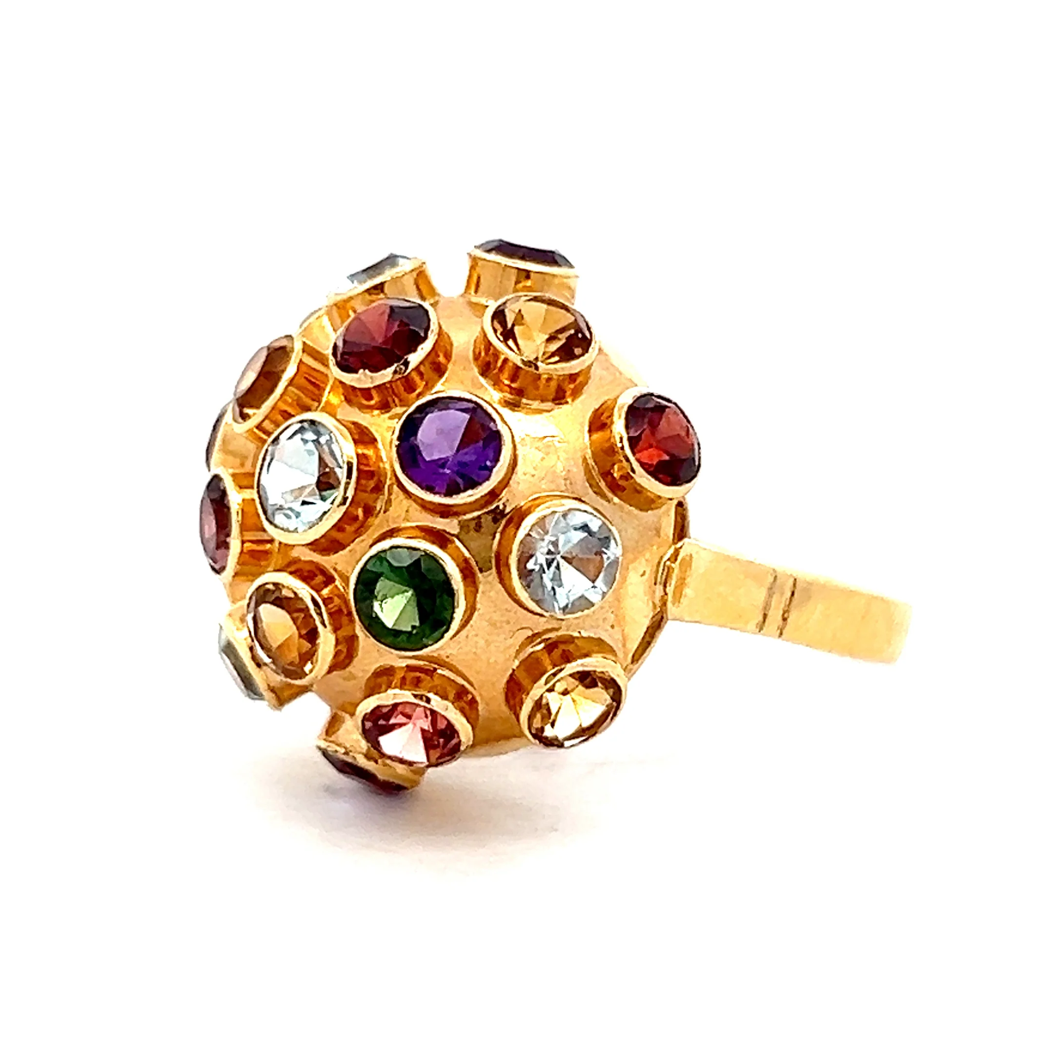 1.98 Vintage Multi-Gemstone Sputnik Cocktail Ring in 18k - Image 2
