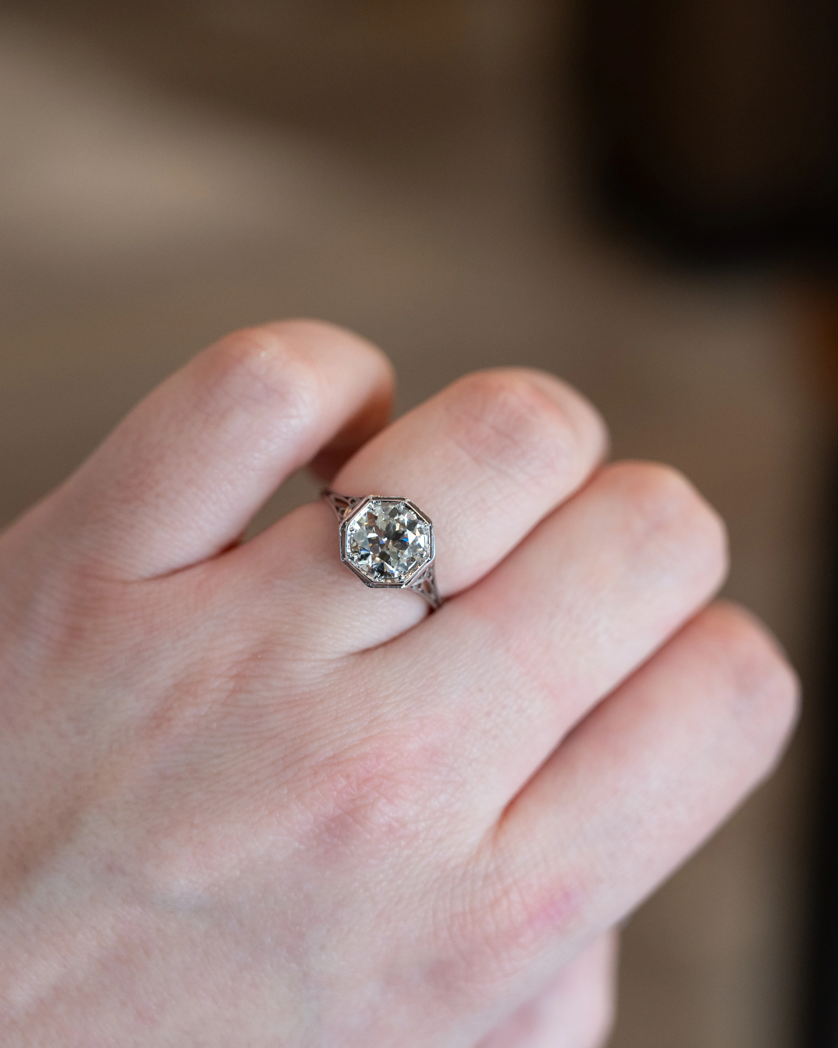 1.99 Antique Art Deco Diamond Engagement Ring Platinum - Image 8