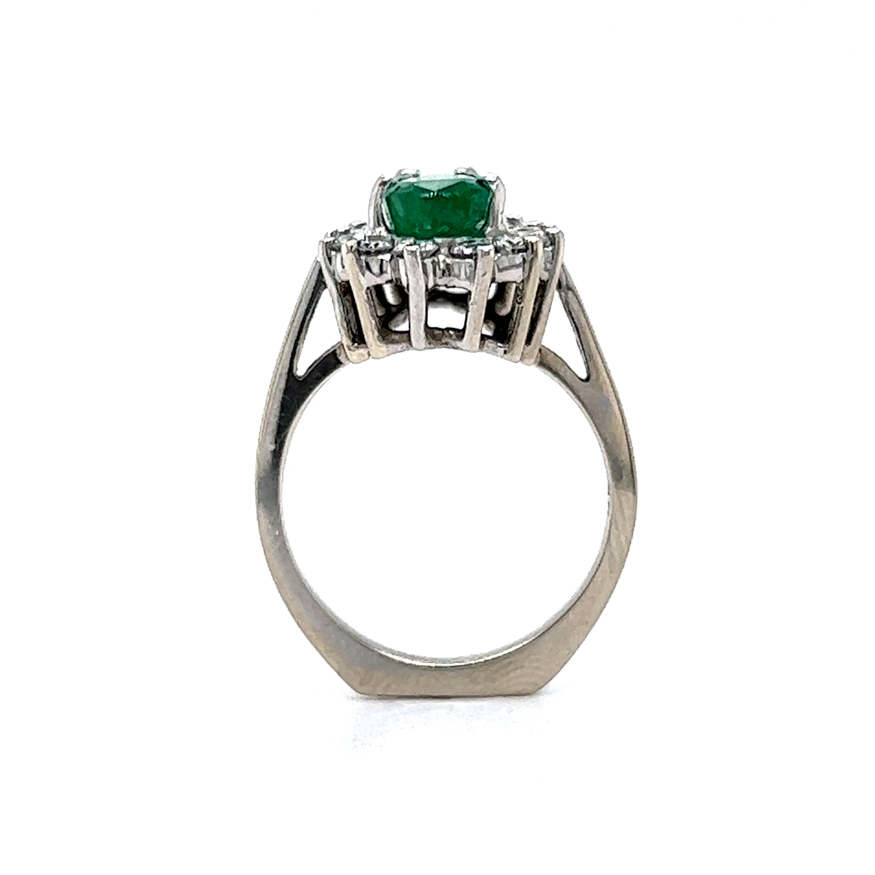 1.99 Pear Cut Emerald & Diamond Ring in 14k White Gold - Image 4