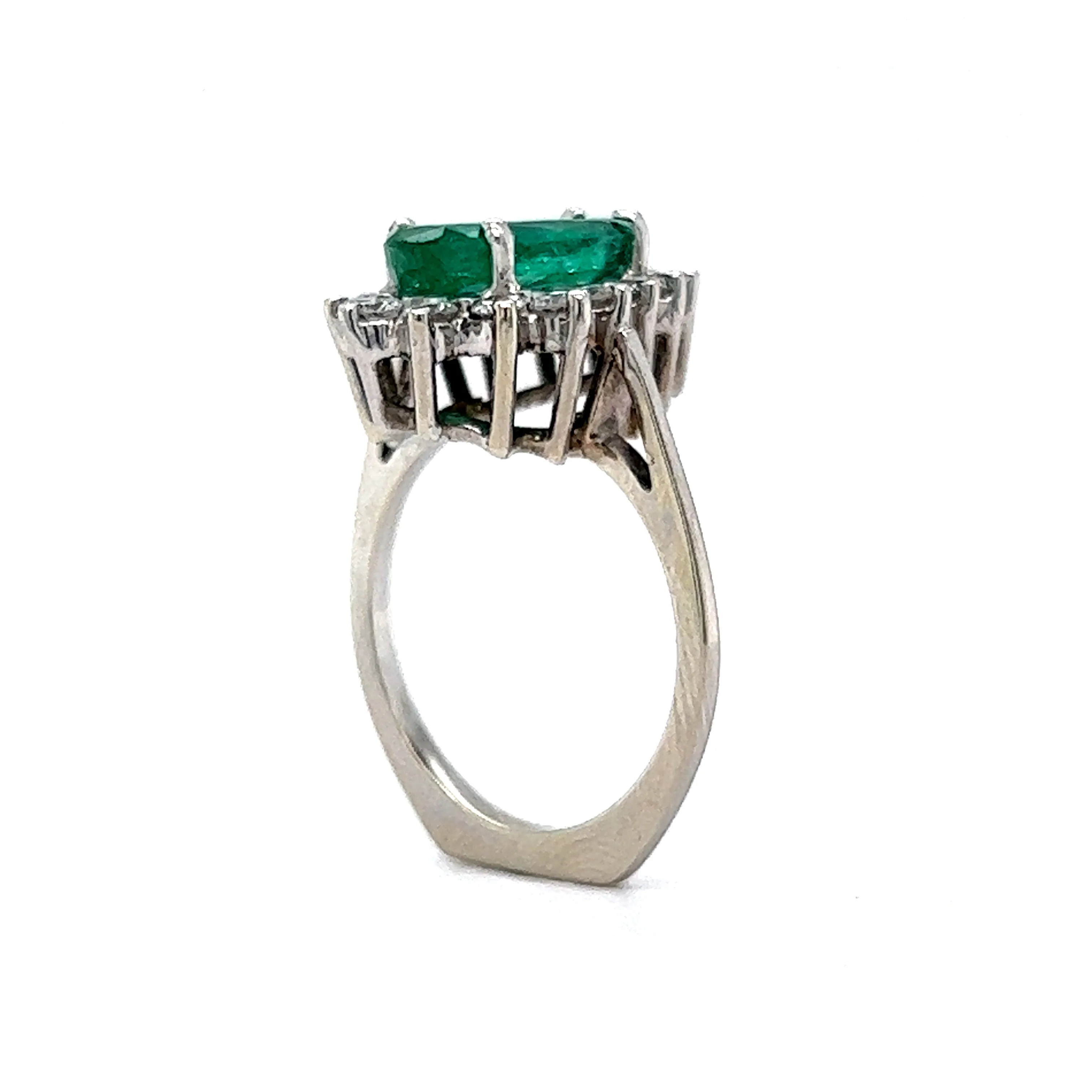 1.99 Pear Cut Emerald & Diamond Ring in 14k White Gold - Image 5
