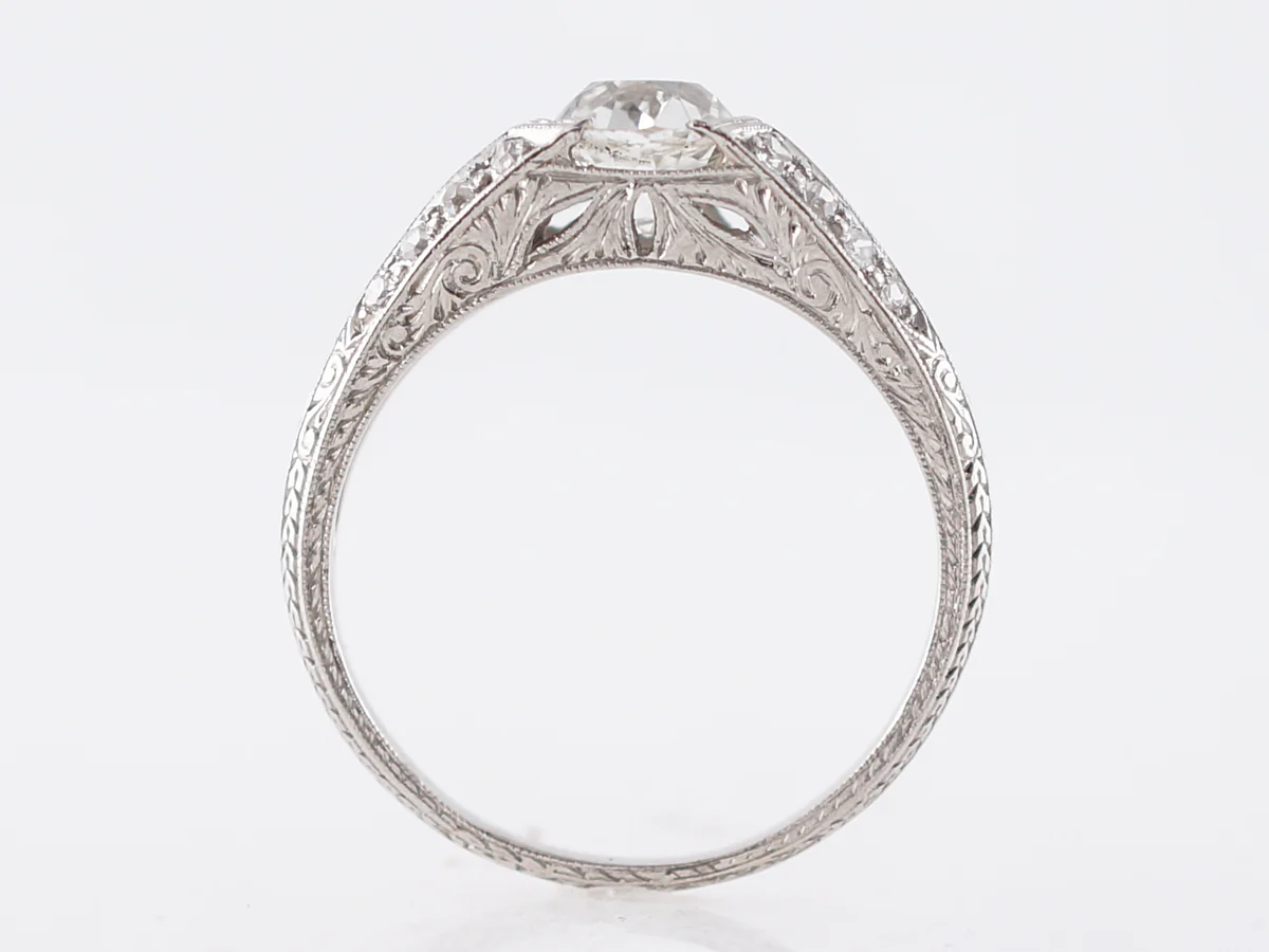 1 Carat Antique Cushion Cut Diamond Art Deco Engagement Ring - Image 4