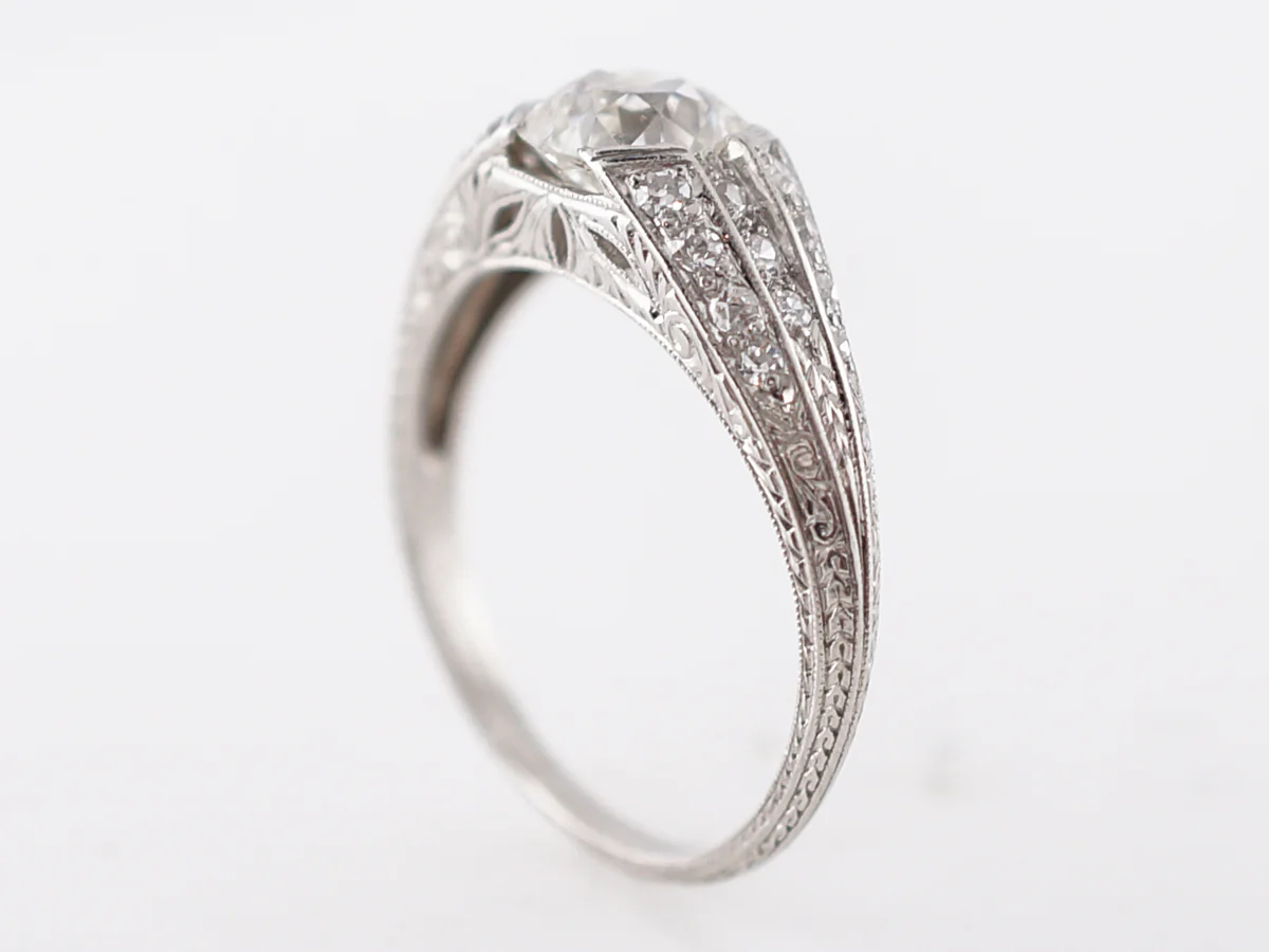1 Carat Antique Cushion Cut Diamond Art Deco Engagement Ring - Image 5