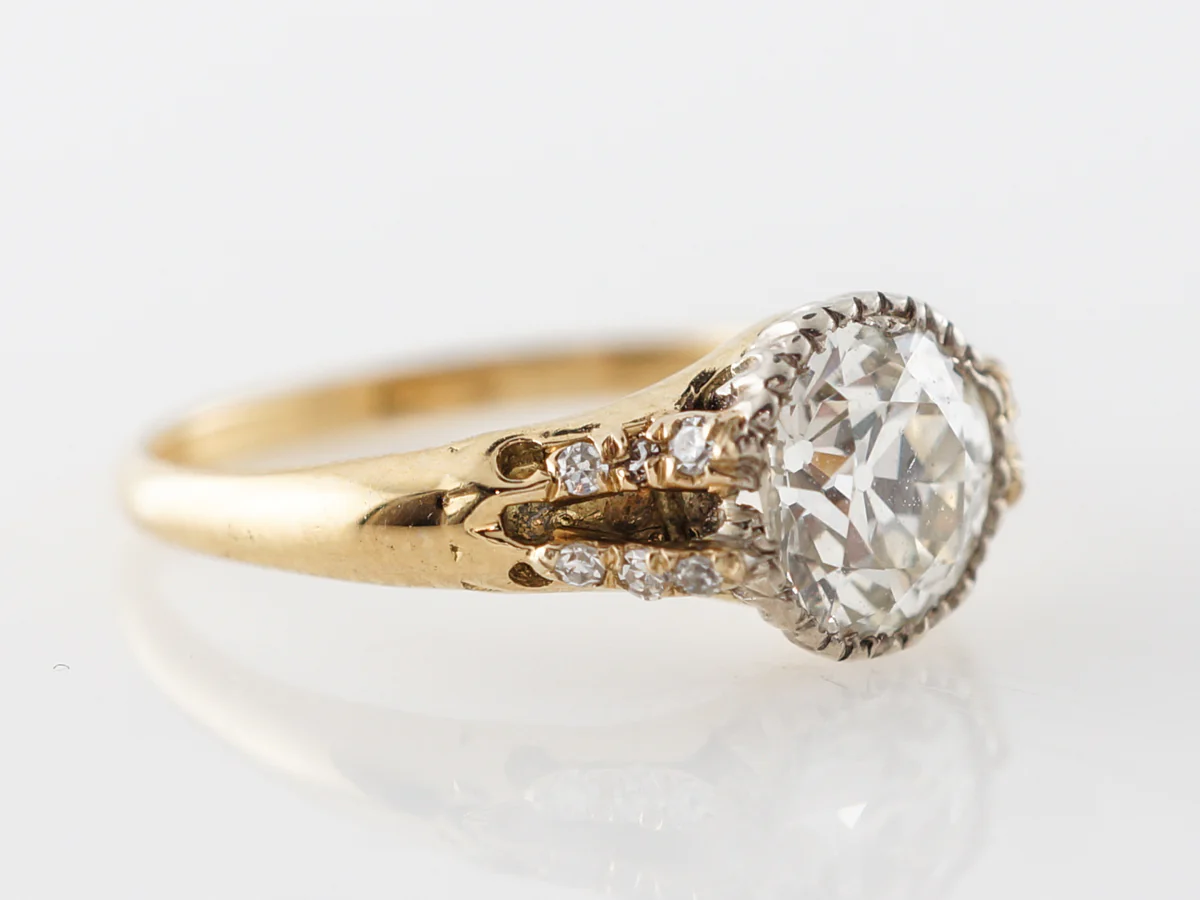 1 Carat Antique Diamond Engagement Ring in 14k Yellow Gold - Image 3
