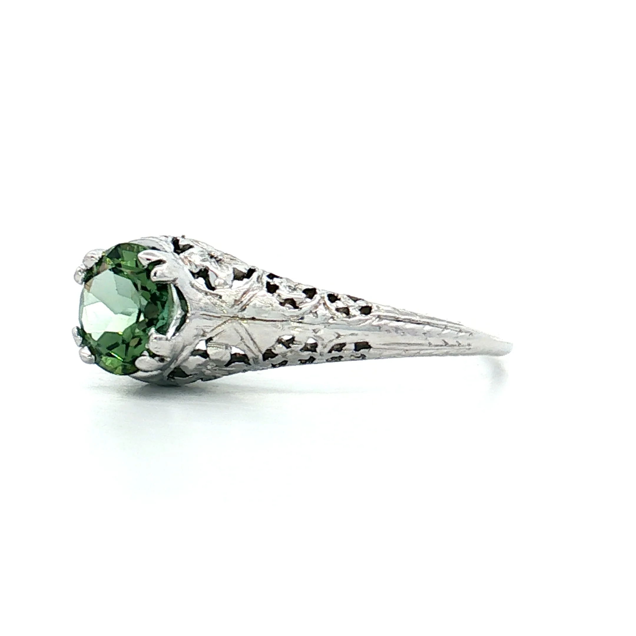 1 Carat Art Deco Tourmaline Engagement Ring 14k - Image 2