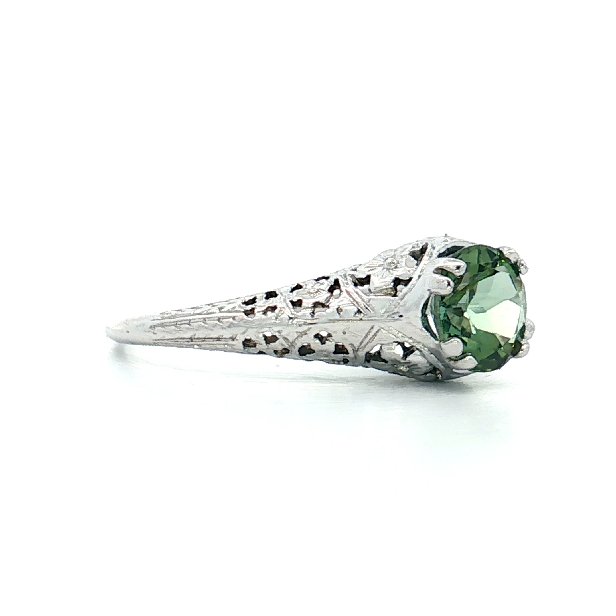 1 Carat Art Deco Tourmaline Engagement Ring 14k - Image 3